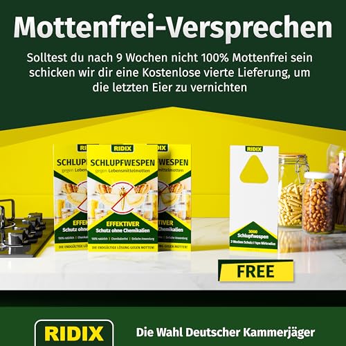 Thumbnail 7 de Ridix Schlupfwespen gegen Lebensmittelmotten – Biologische Lösung ohne Chemie (1 Lieferung mit 5 Karten)