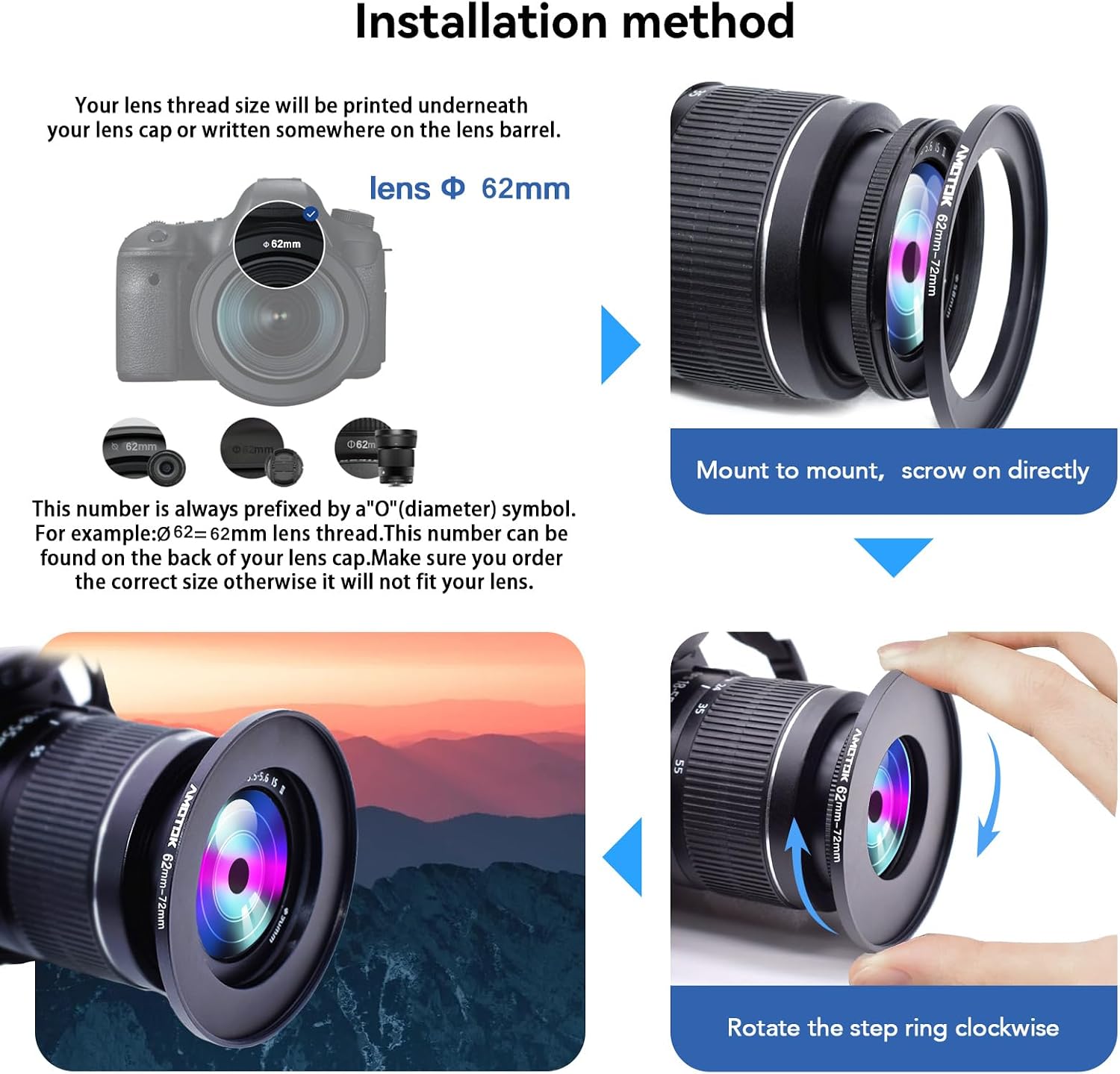 Detalle 1 de Lens adapter 62mm to 72mm step-up ring