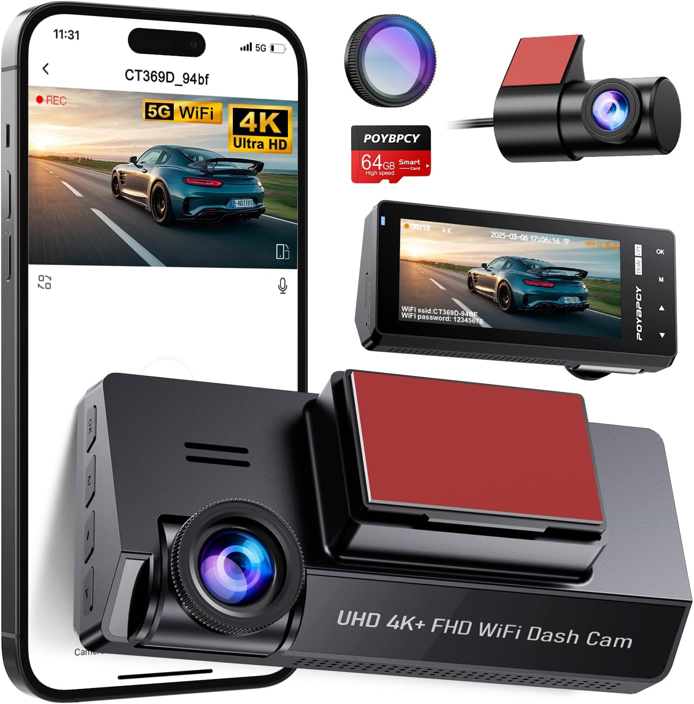 Detalle de Dash CAM Coche 4K con CPL y 170° angular