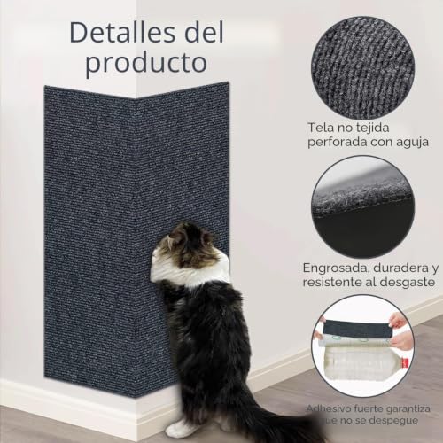 Thumbnail 4 de Xynovate Alfombra Rascador para Gatos: Tapete Autoadhesivo DIY 200 × 40 cm para rascar y proteger muebles