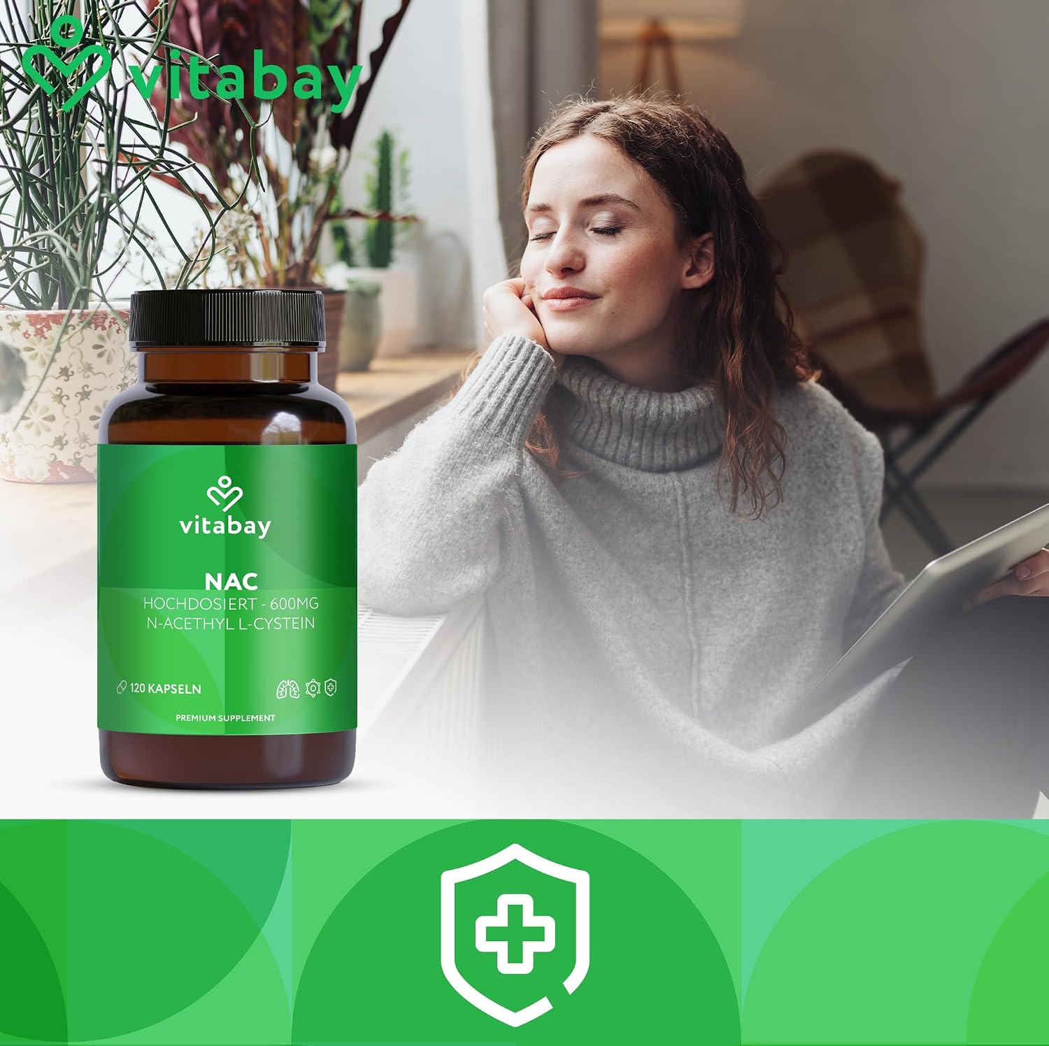 Detalle de Vitabay NAC 600 mg – 120 vegane Kapseln mit N-Acetyl-L-Cystein