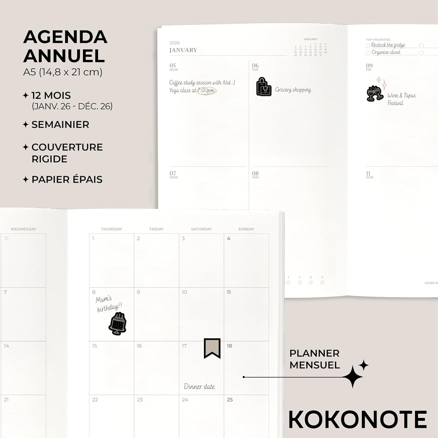 Thumbnail 1 de Grupo Erik Kokonote 2026 A5 semainier 📒