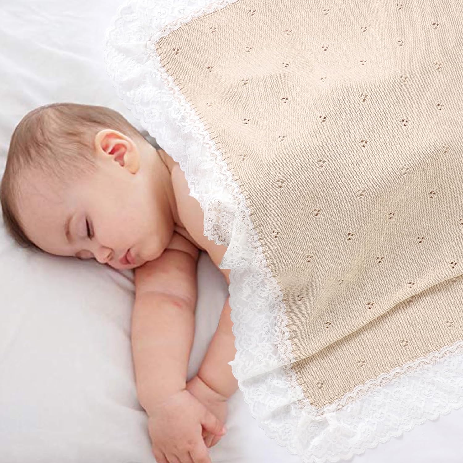 Detalle 2 de Hadetoto Knit Baby Blanket 82x102cm Khaki