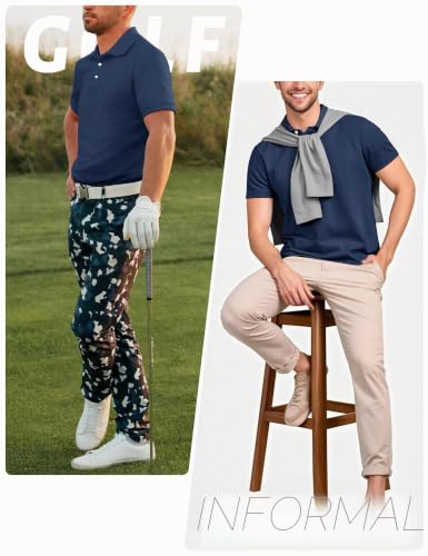 Detalle 2 de TACVASEN Polo Hombre Manga Corta – Polo de Verano Transpirable y de Secado Rápido (XL, Azul Marino)
