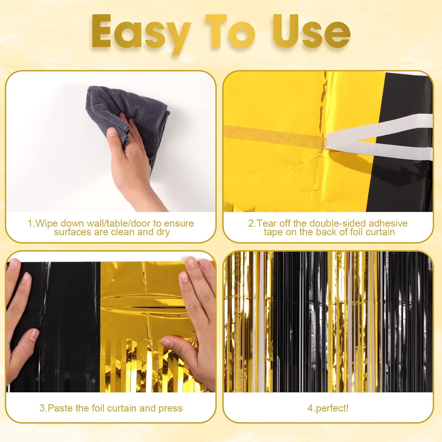 Thumbnail 3 de 3 Pack Voircoloria 3.3x8.2 ft Foil Fringe Backdrop 🎉