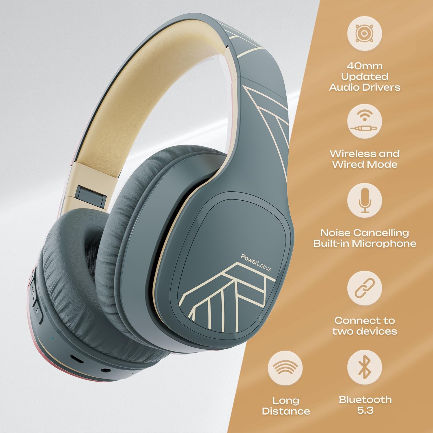 Thumbnail 1 de PowerLocus Wireless Headphones 50‑hour battery