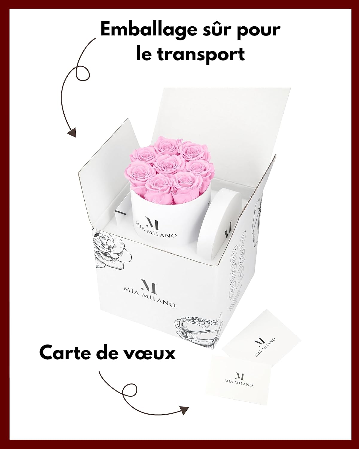 Detalle de Infinity Roses – 3 ans de conservation : 9 vraies roses dans une Flowerbox blanche (fait main en Allemagne)