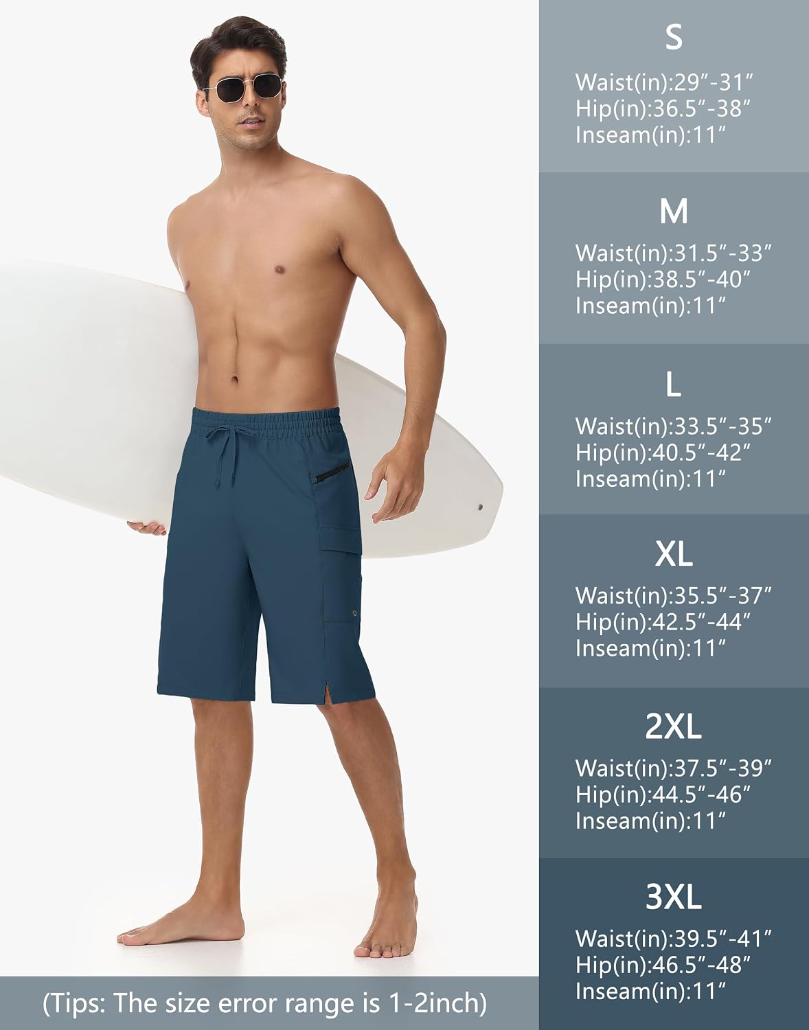 Detalle 2 de MIVEI Men's Swim Trunks, 11-Inch Inseam