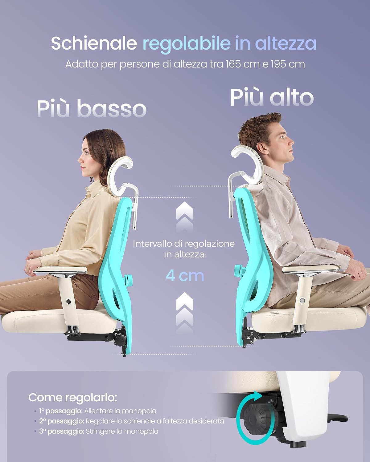 Detalle 2 de SONGMICS Sedia da Ufficio Ergonomica 150 kg