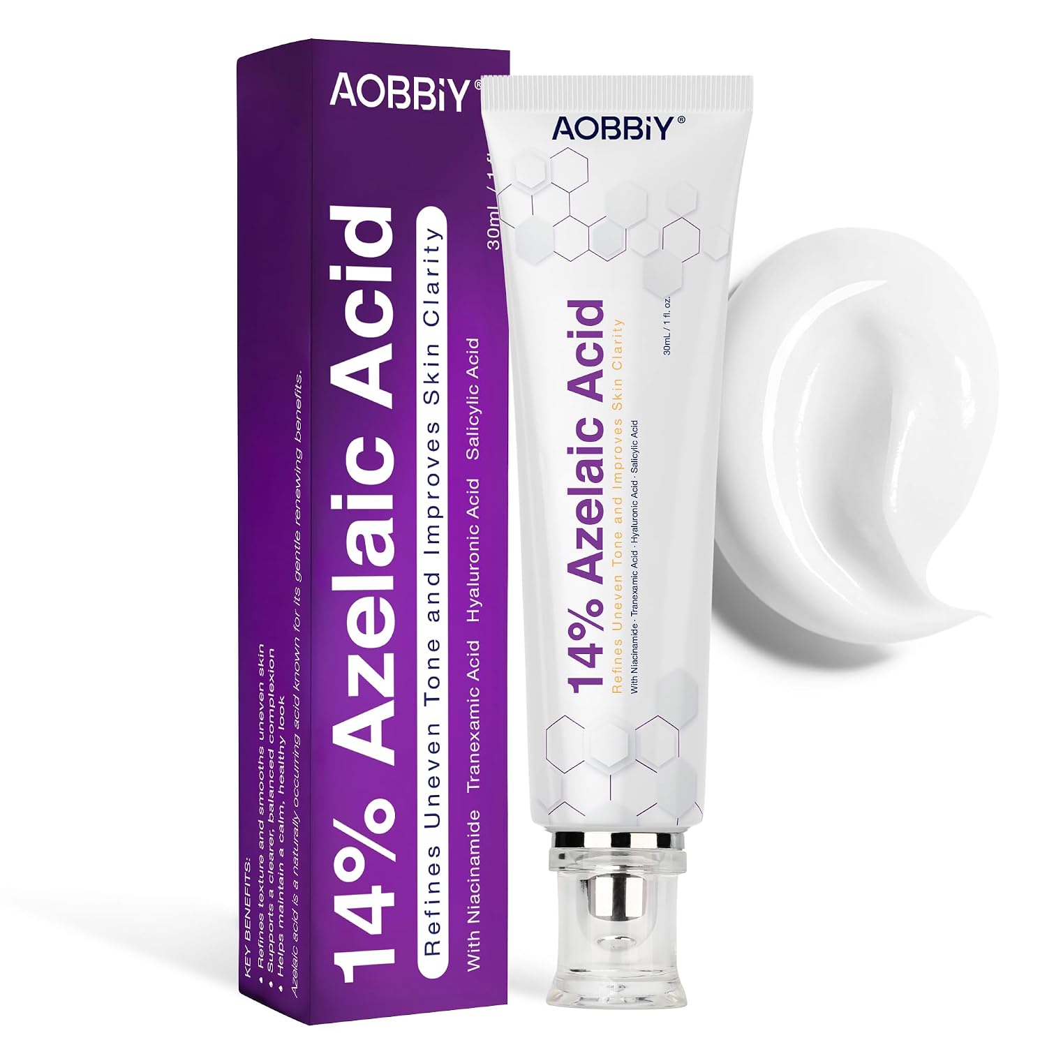 Detalle de AOBBIY Azelaic Acid Cream for Face (1 oz) for redness, uneven tone, and blemish-prone skin