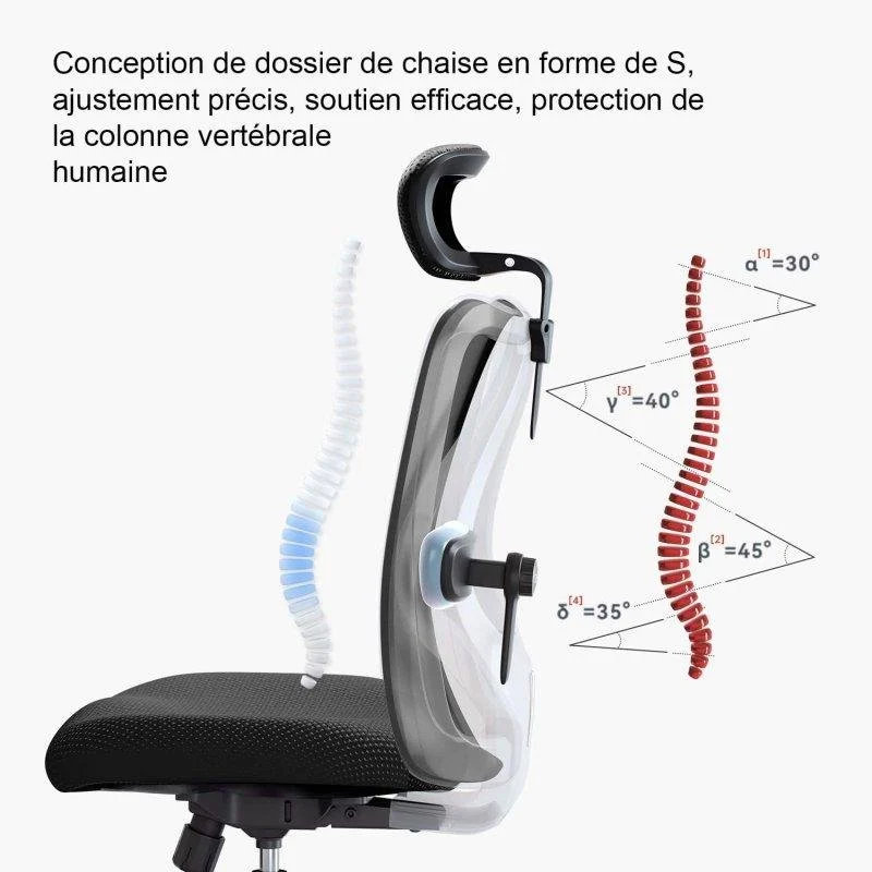 Detalle 2 de Silla de Oficina Ergonómica Sihoo M18 con soporte lumbar ajustable y malla transpirable