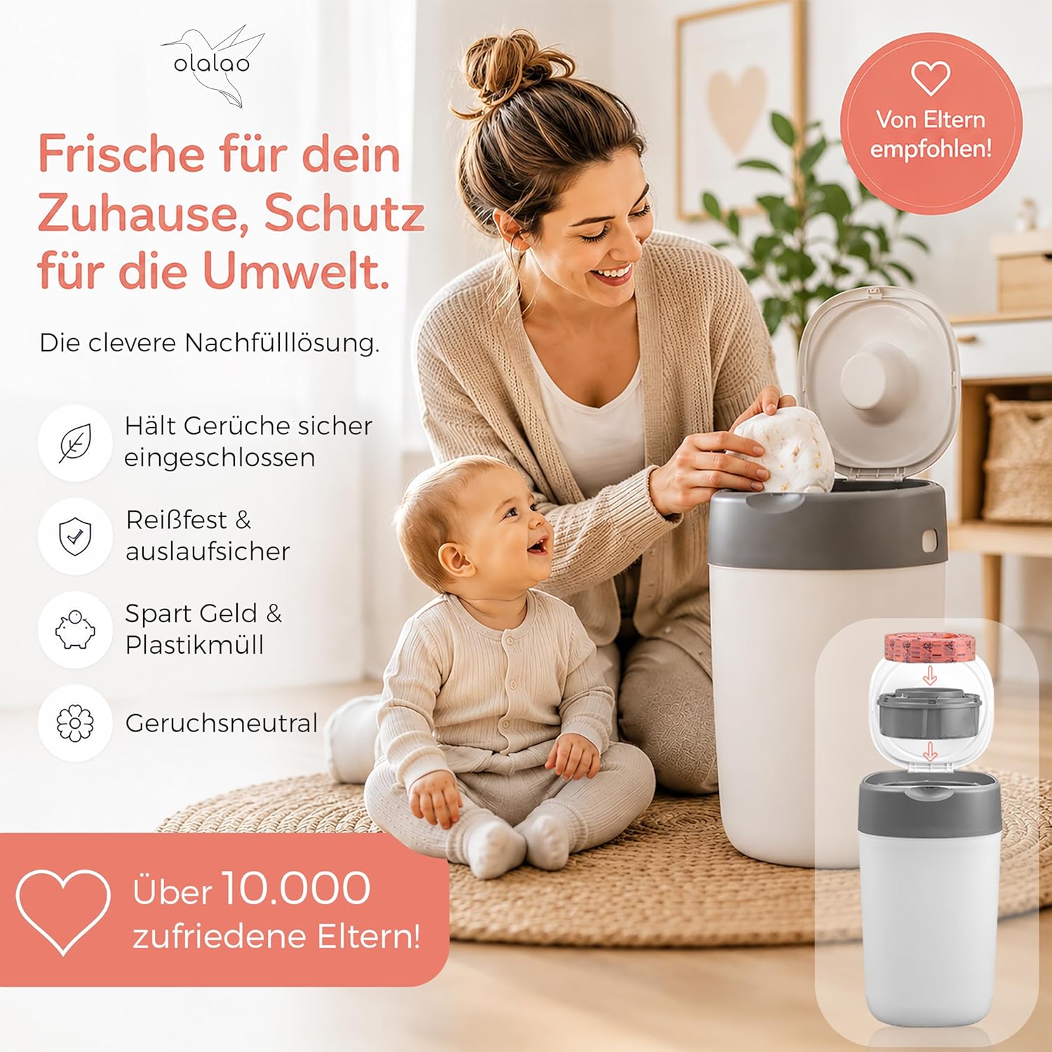 Thumbnail 1 de OLALAO Nachfüllfolie für Windeleimer – 4er-Pack für kompatible Nachfüllkassetten (u. a. Twist & Click)