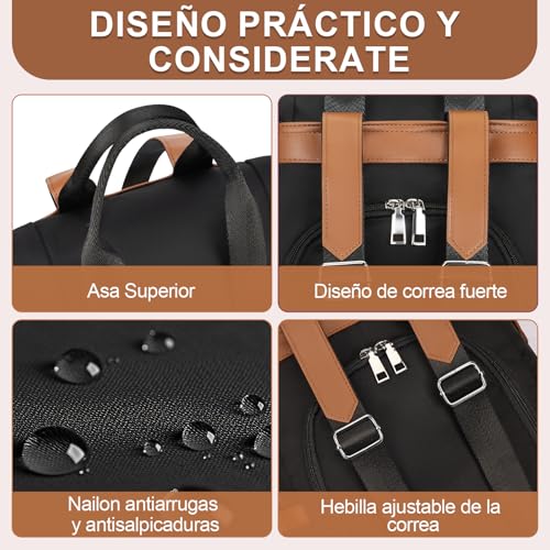 Thumbnail 7 de Eshow Mochila antirrobo 3 en 1 para mujer, negra, de nailon 290D