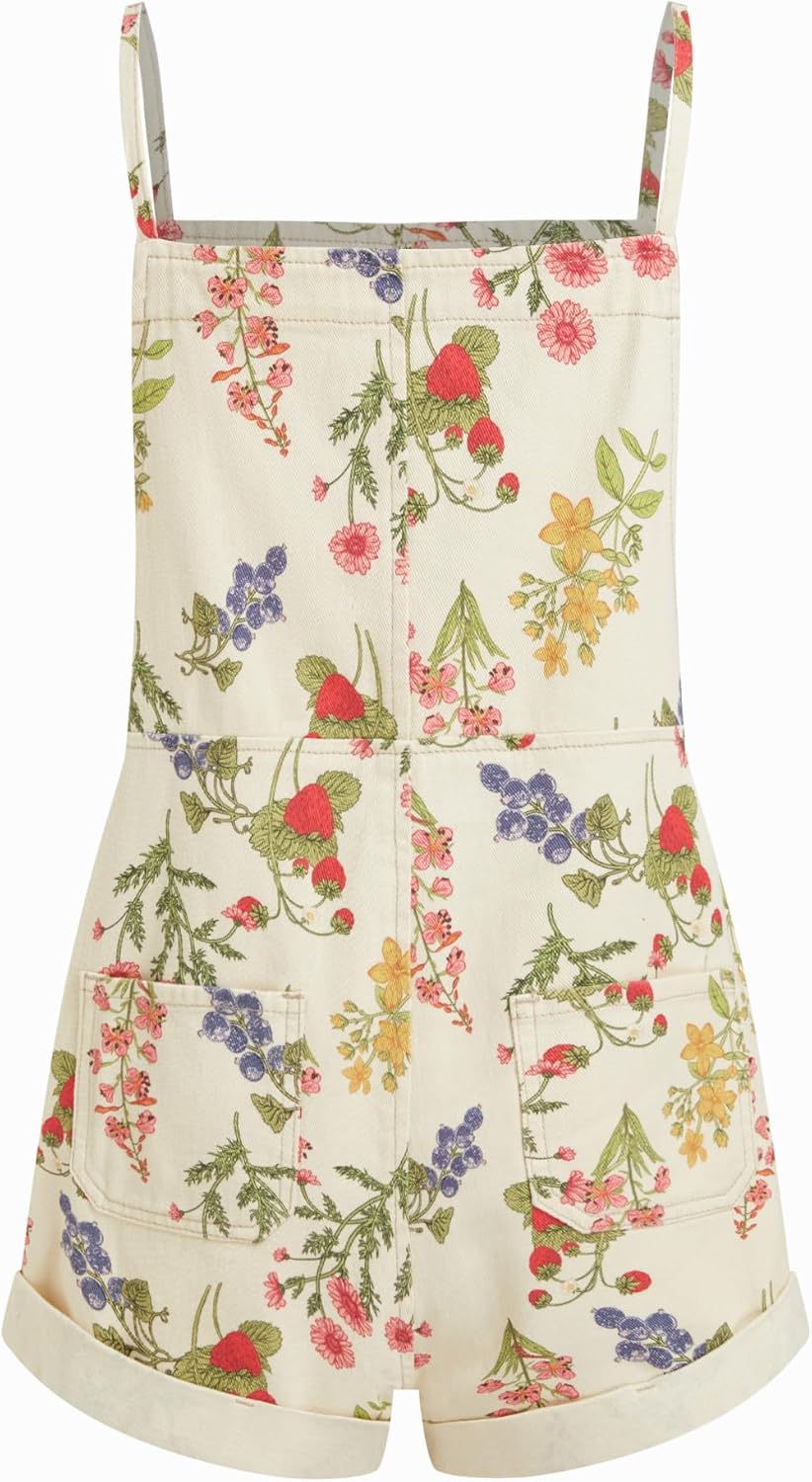 Detalle de CIDER Women's Denim Overalls Romper: Adjustable Straps, Loose-Fit Shorts with Pockets