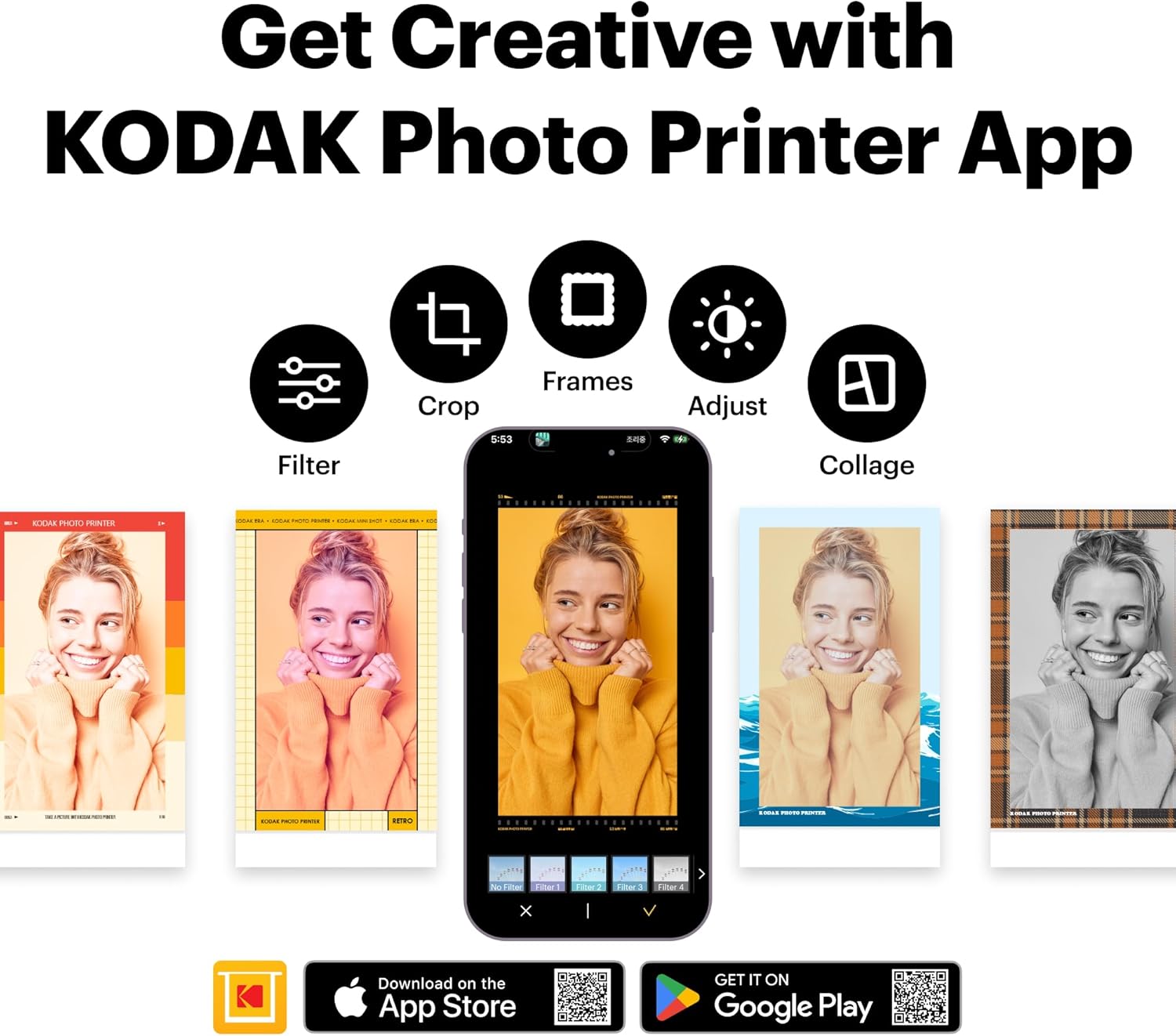 Detalle de KODAK Mini 2 Retro 4PASS Portable Photo Printer (Yellow, 2.1 x 3.4 in) – prints 4PASS photos