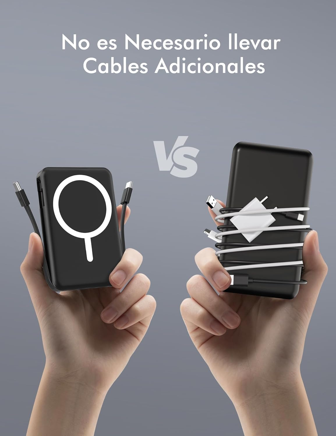 Detalle 2 de podoru powerbank Mag-Safe 10.000 mAh con carga magnética y USB-C PD de 20W (pantalla LED) para iPhone