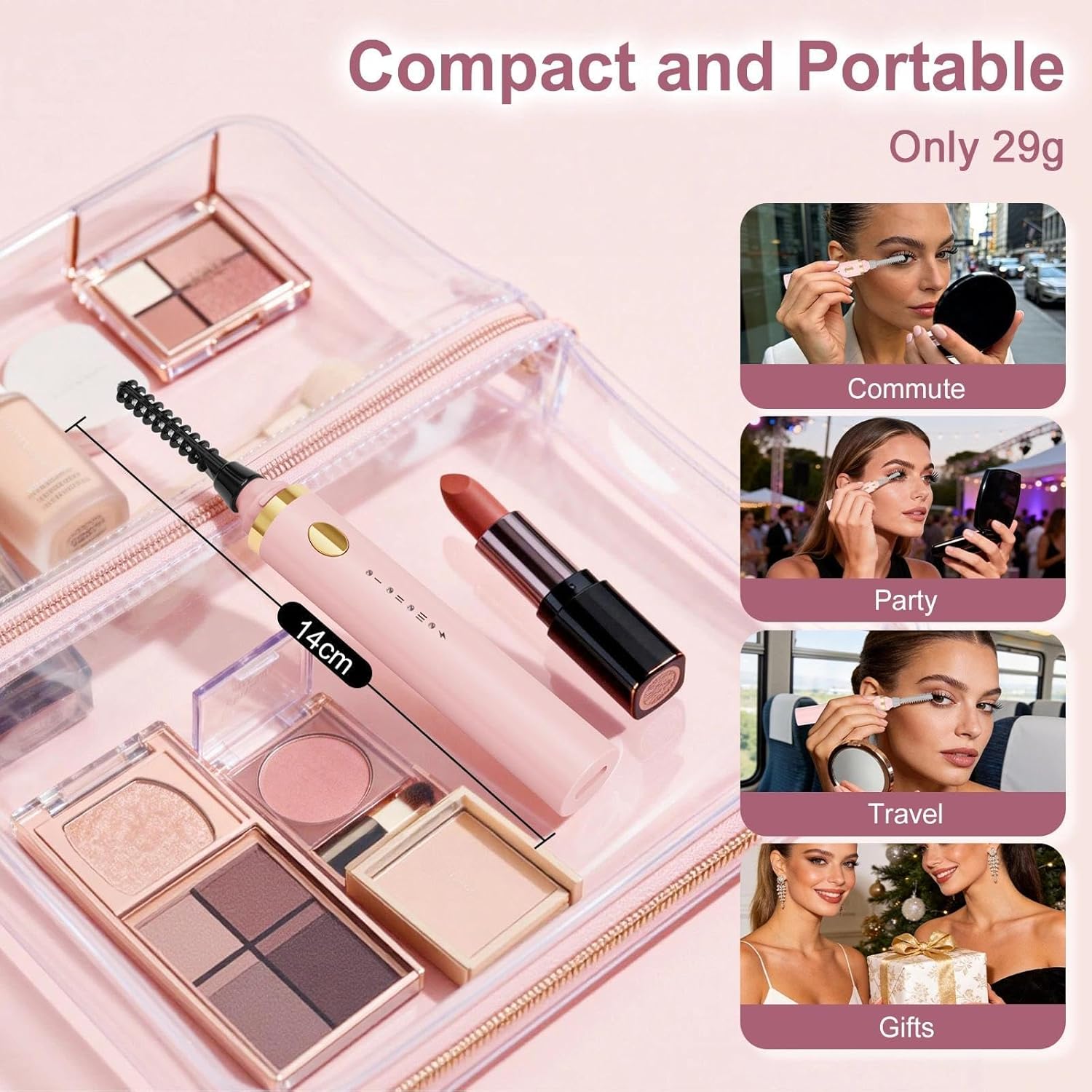 Thumbnail 6 de 3 in 1 Heated Eyelash Curler Electric with USB-C Rechargeable Power | 3 Interchangeable Heads, 65/75/85°C — Pink