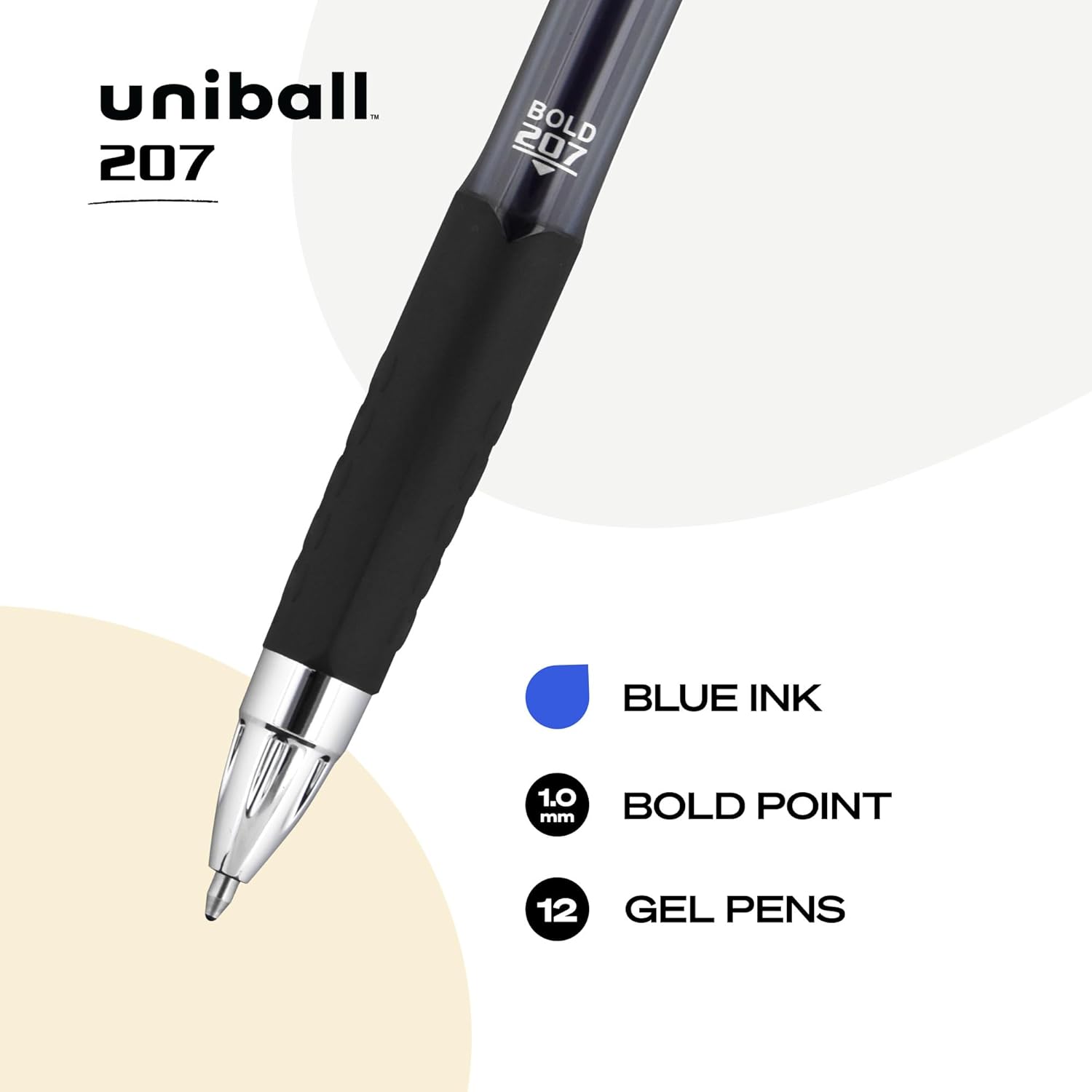 Thumbnail 1 de Uni-Ball Signo 207 12-Pack 1.0mm Blue Gel Pens 🖊️