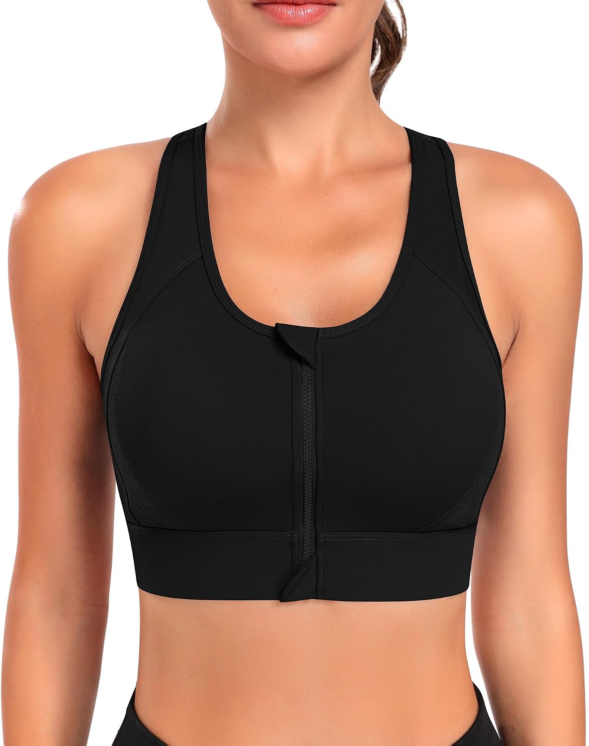Detalle de JoyGirl High-Impact Zip-Front Racerback Sports Bra for Women