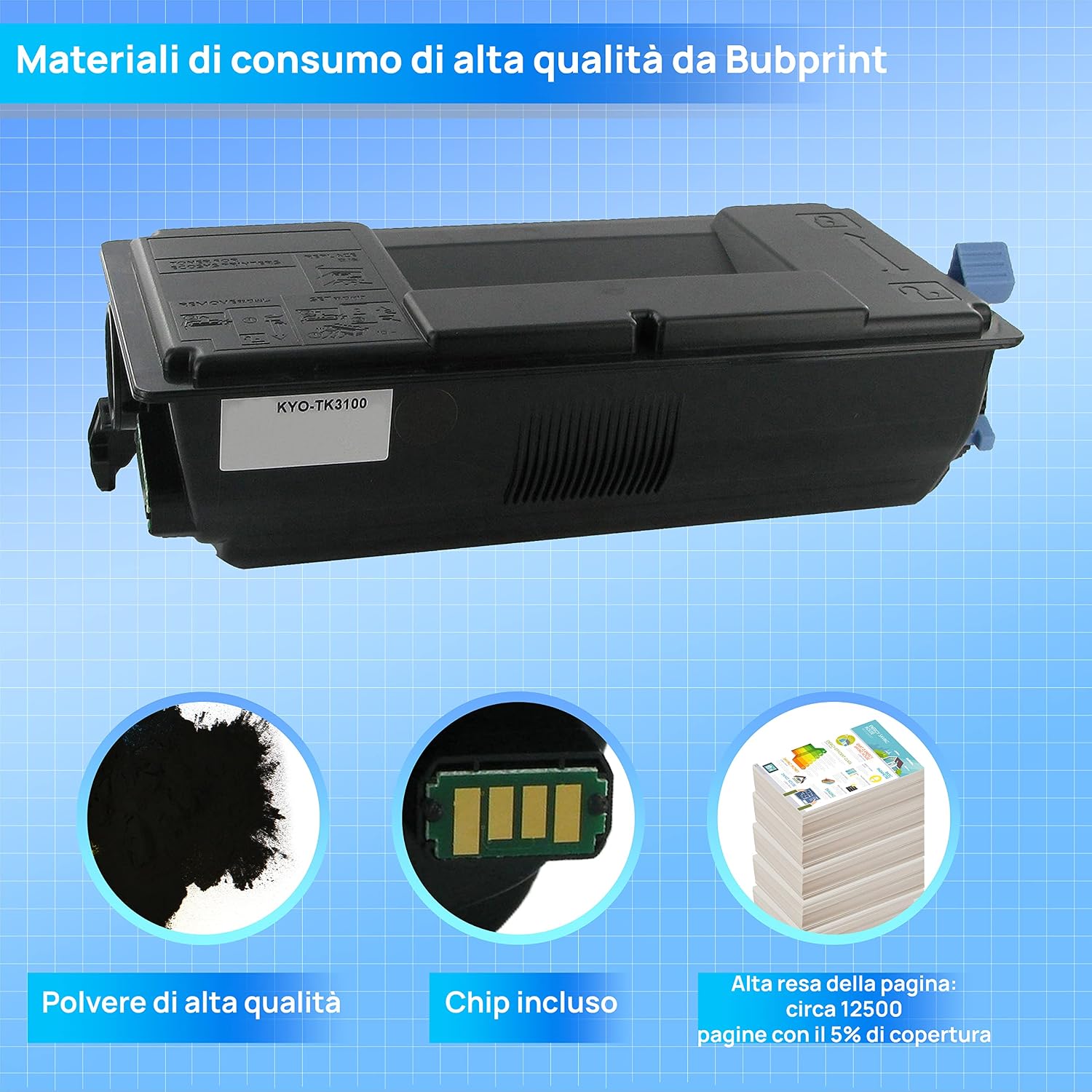 Detalle de Bubprint Toner compatibile Kyocera TK-3100 per Ecosys M3040/M3540 e FS-2100/4100/4200/4300 DN — 12.500 pagine in Nero