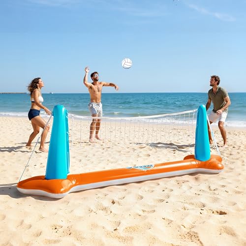 Detalle de JOYIN Flotteurs de piscine gonflables : terrain de volley-ball et panier de basket-ball