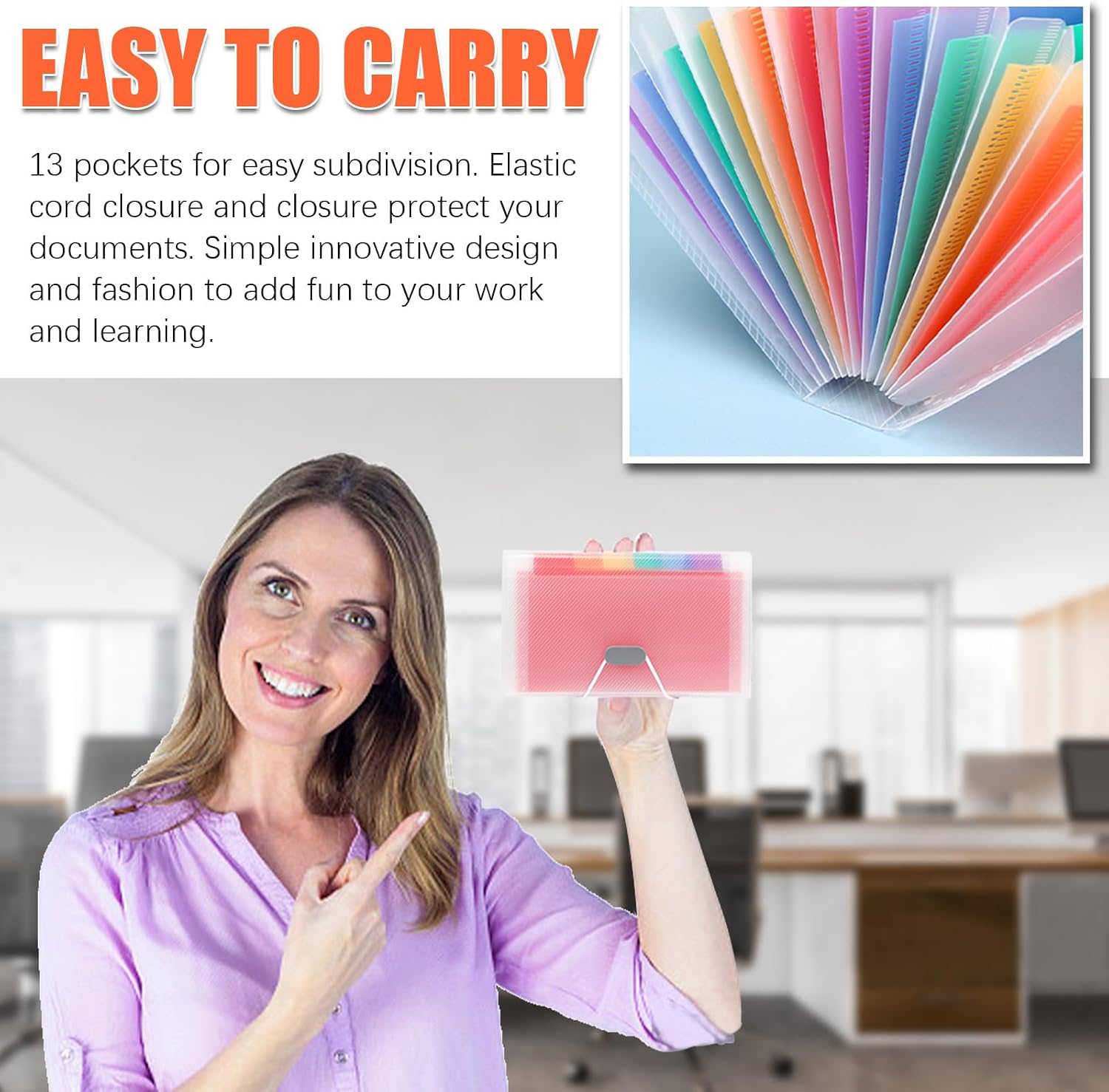 Detalle de Tanstic A6 Expanding File Organizers, 13 Pockets, Elastic Closure and Labels
