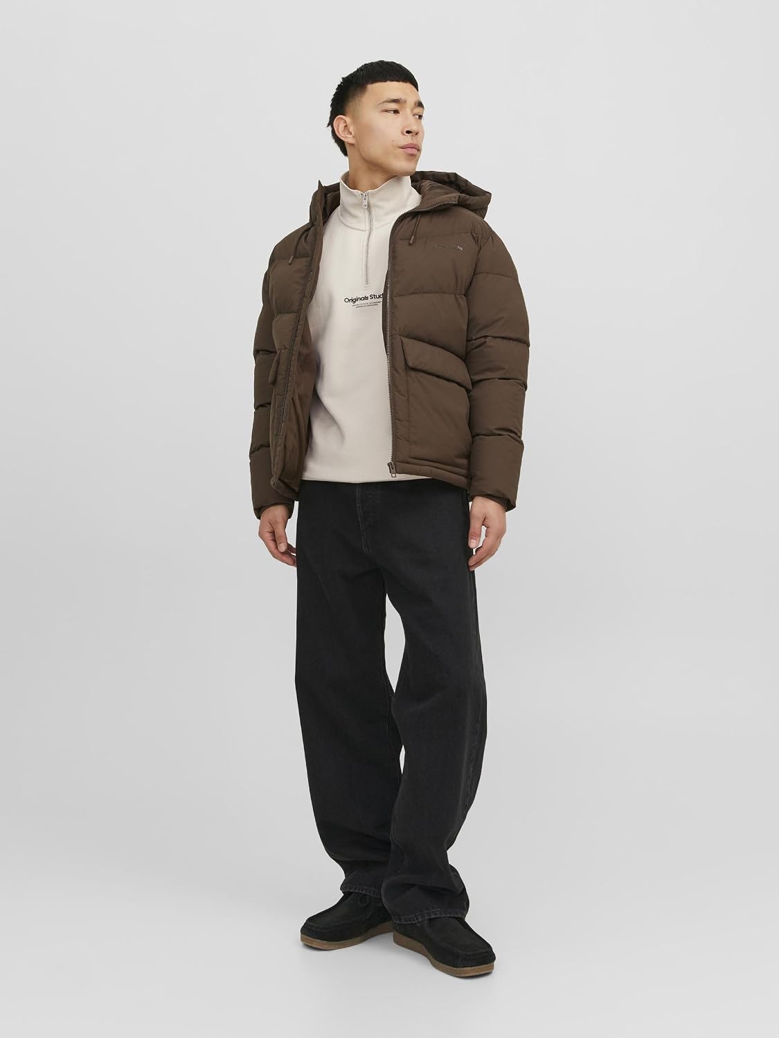 Detalle de Jack & Jones Half Zip Text Half Zip da uomo con stampa in gomma