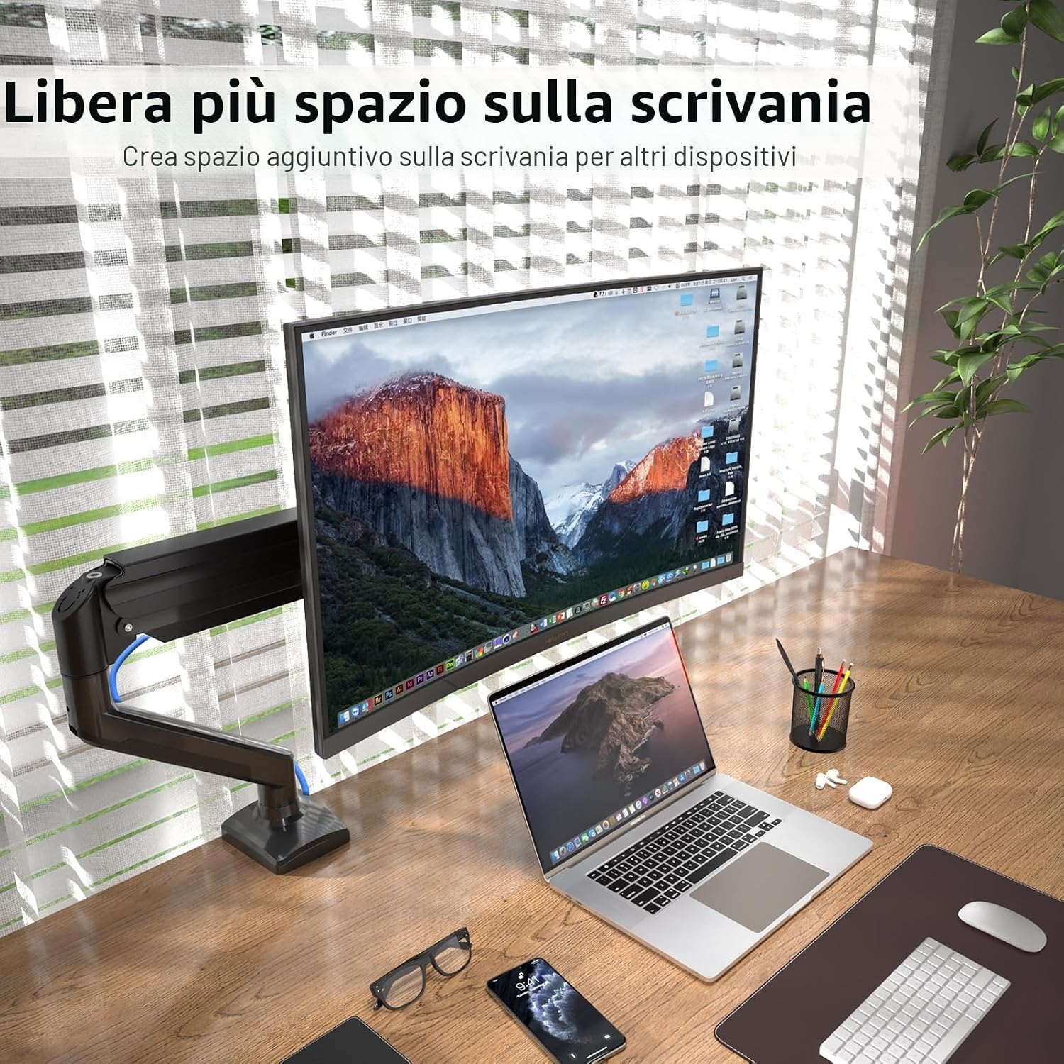 Thumbnail 2 de Suptek MD01A supporto da scrivania per monitor LCD/LED 13–32” fino a 9 kg, braccio con molla a gas e VESA 75x75/100x100
