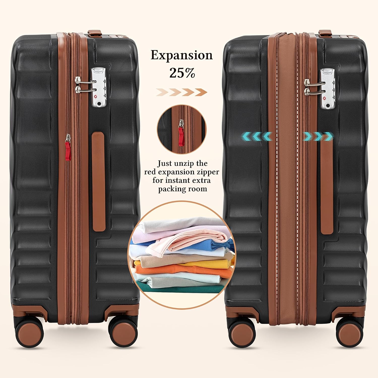 Detalle 2 de Rosamo 5-Piece Luggage Set 22x14x9 Carry-On