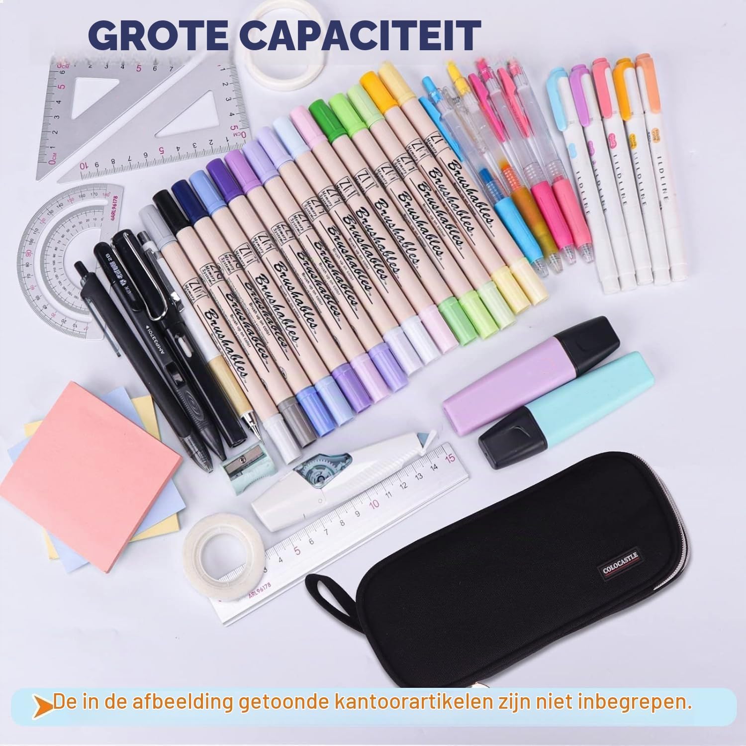 Detalle de COLOCASTLE C5BCY001-1 etui met 3 vakken voor schoolspullen