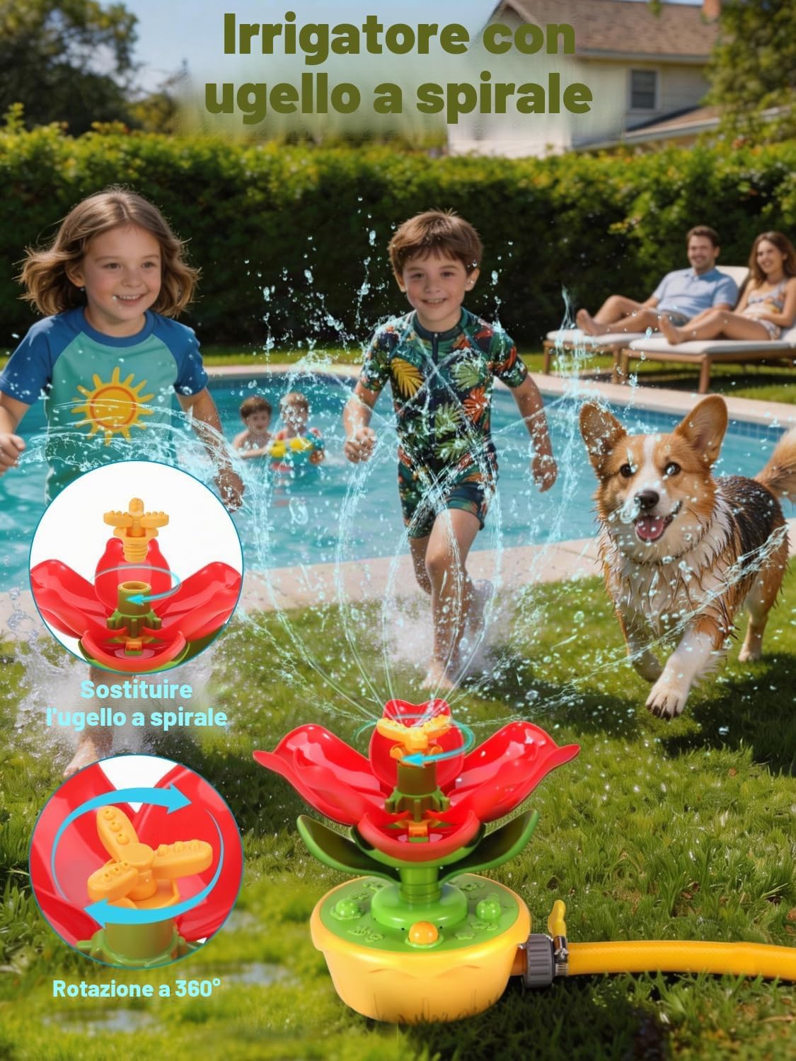 Thumbnail 1 de Giochi da Giardino per Bambini Fiore Spruzzini: Irrigatore a 3 Modalità e Tubi Flessibili