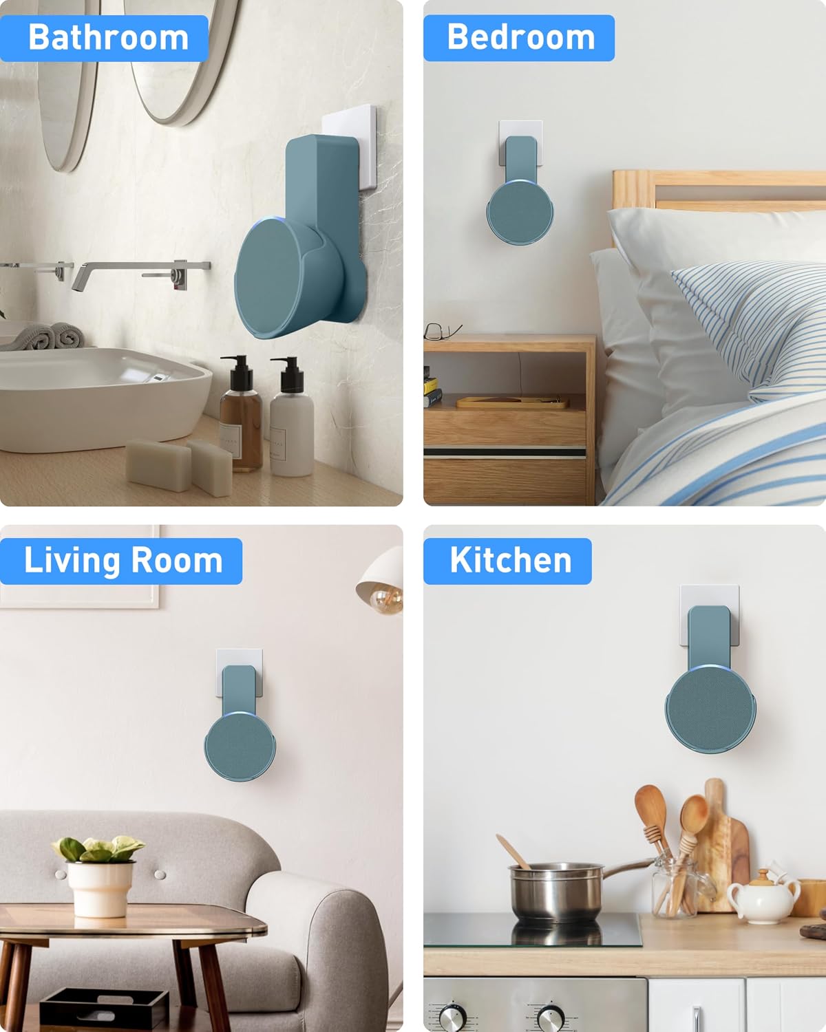 Thumbnail 6 de Maxonar Wall Mount for Echo Pop and Google Nest Speaker (Midnight Teal) — Space-Saving, Drill-Free Bracket