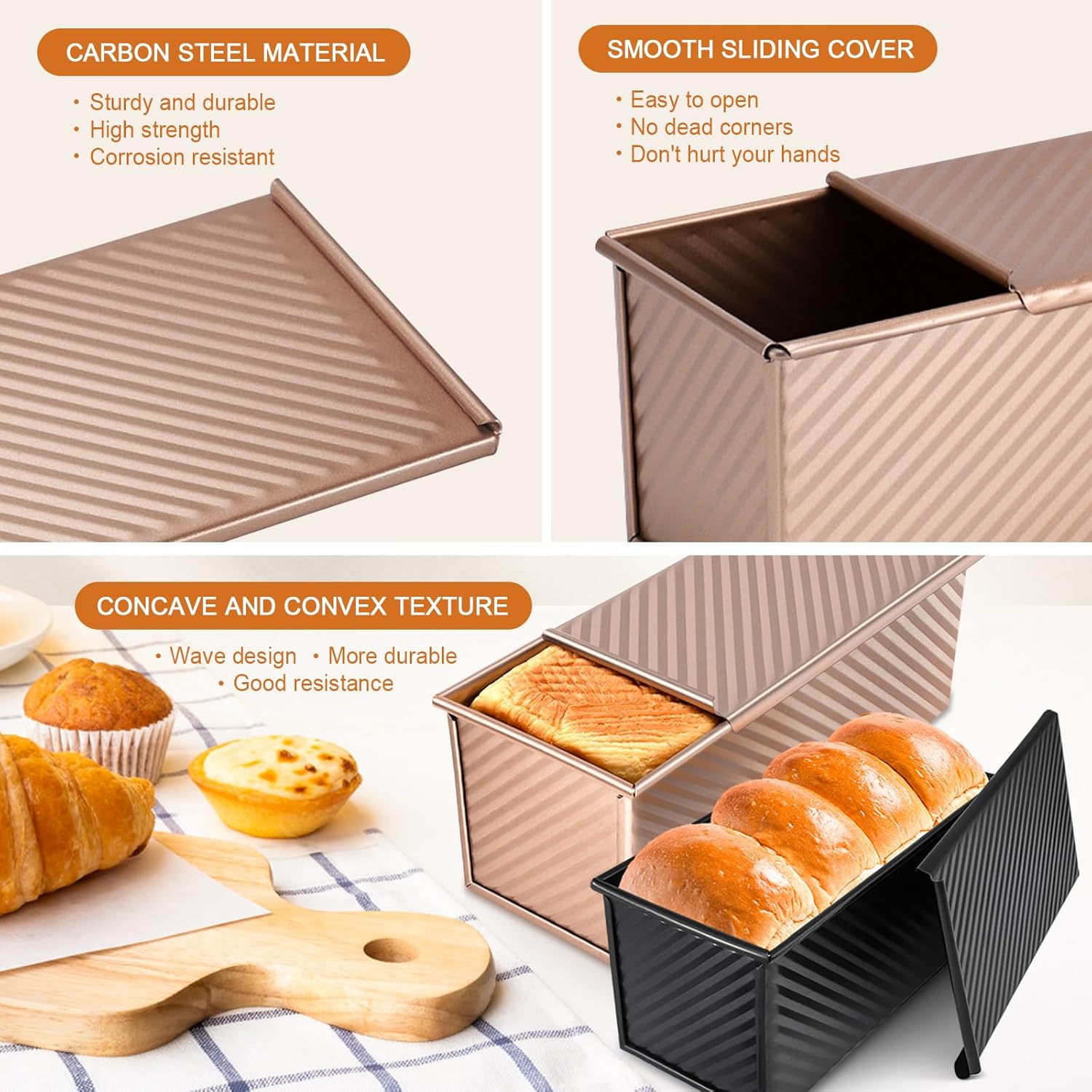 Thumbnail 4 de Dipanist Pullman Loaf Pans 2.2 LB