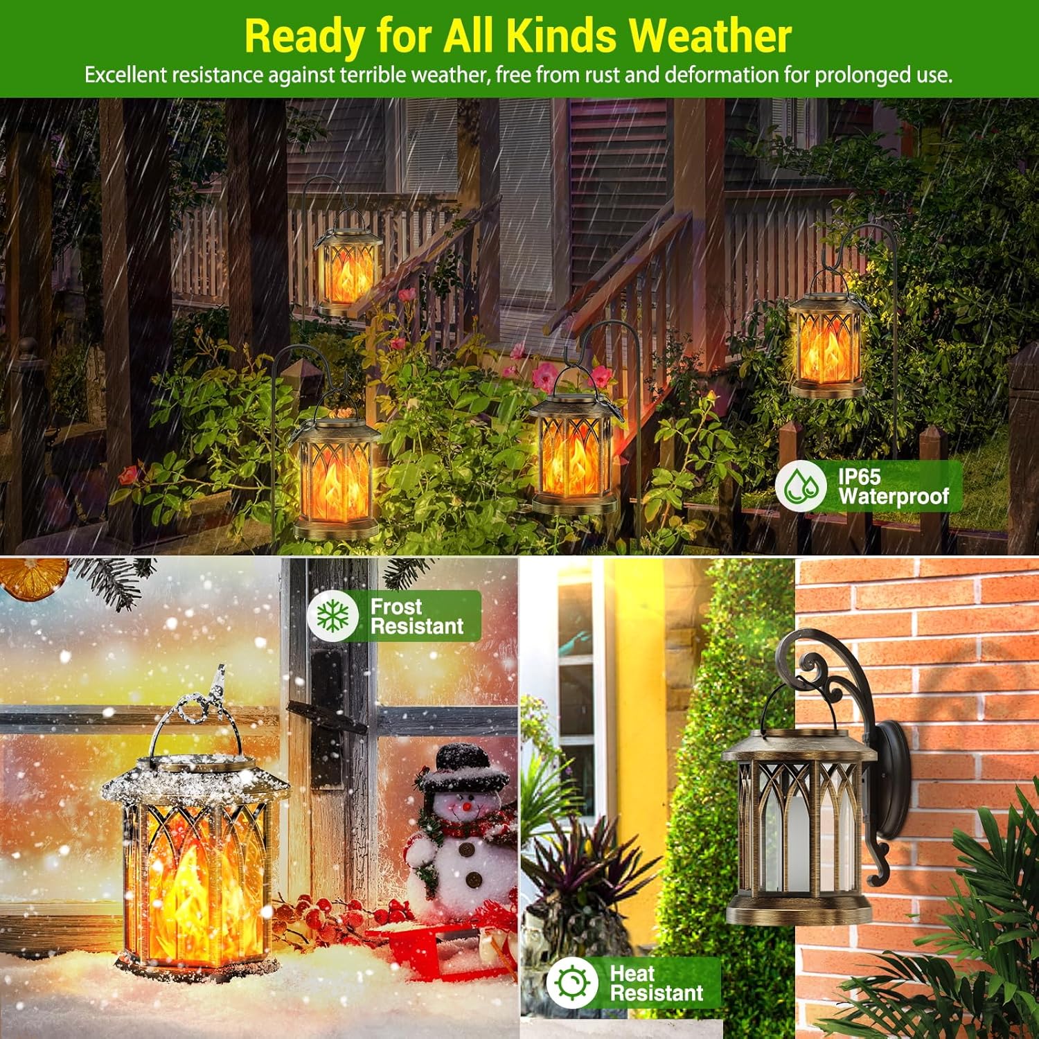 Thumbnail 5 de KOOPER Solar Lights Outdoor Garden – 2 Pack Hanging Solar Lanterns with Flickering Flame Effect LED (Waterproof)