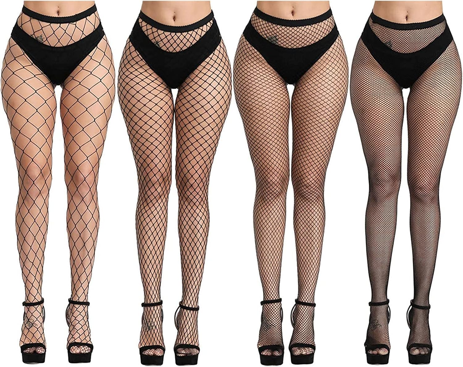 Detalle de AOMIG Collants Résille Femme: elastische netkousen met hoge taille