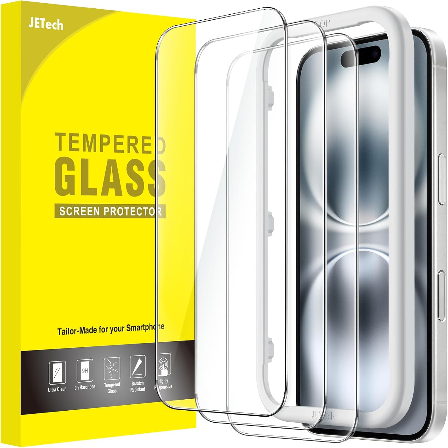 Detalle de JETech Panzerglas für iPhone 16 6,1" 3er-Set