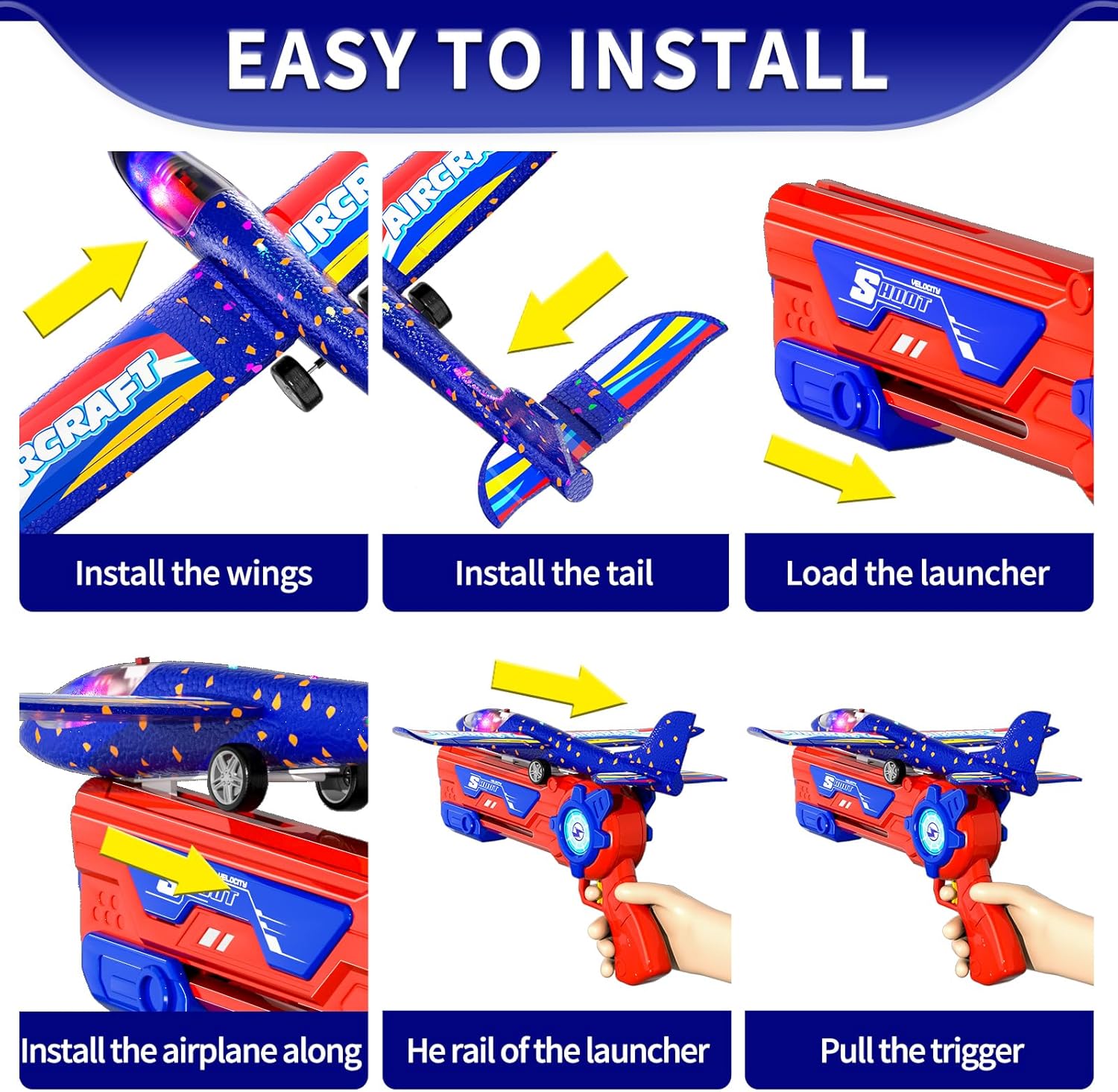 Thumbnail 2 de Doloowee 4 IN 1 Airplane Launcher Toys – LED Foam Glider with 2 Flight Modes for Outdoor Fun