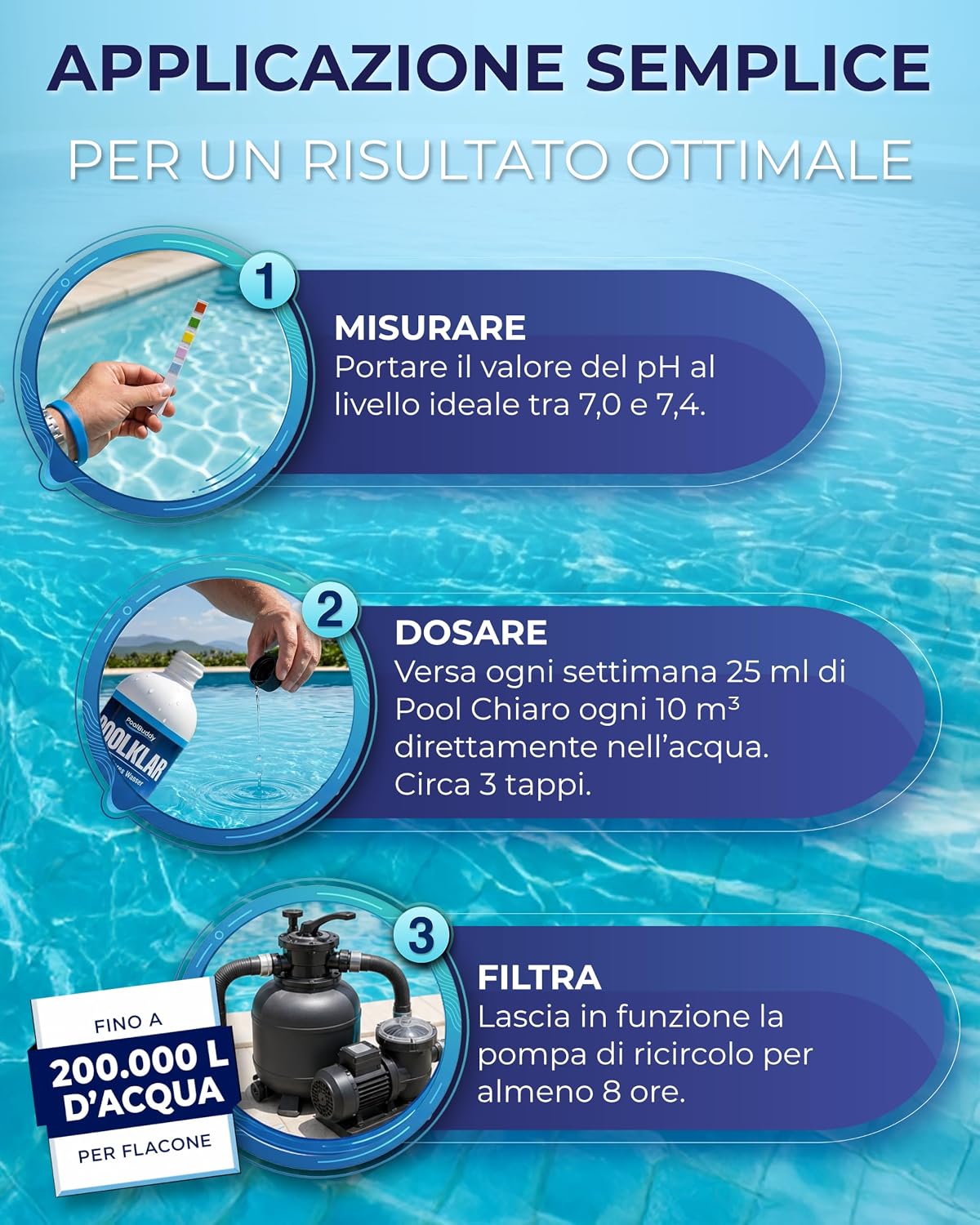 Detalle 2 de PoolBuddy Chiarificante Piscina 500 ml: chiarezza rapida e filtraggio facilitato