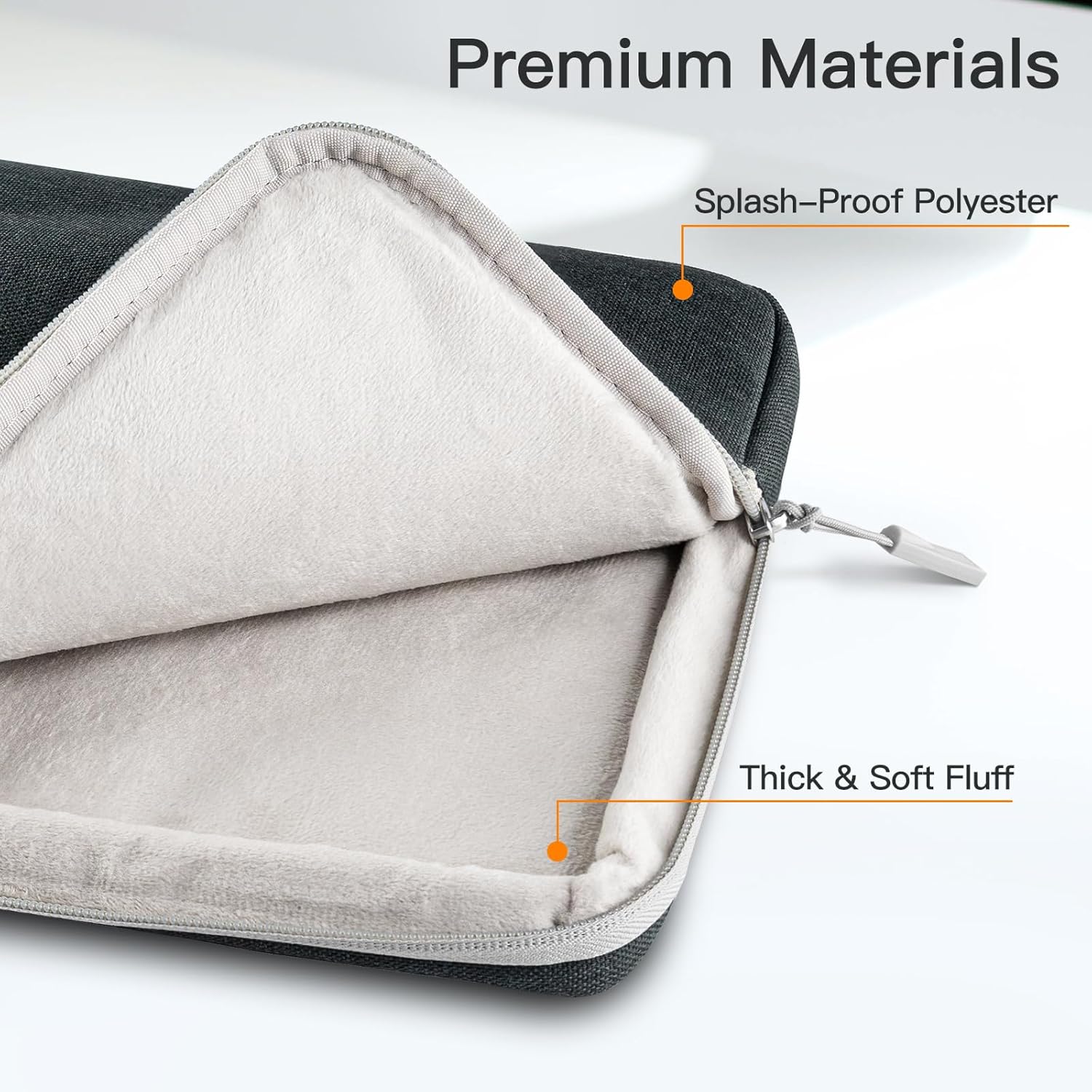 Detalle de JETech Laptop Sleeve for MacBook Neo (A18 Pro) 14-Inch – Waterproof Case with Front Pocket (Dark Grey)
