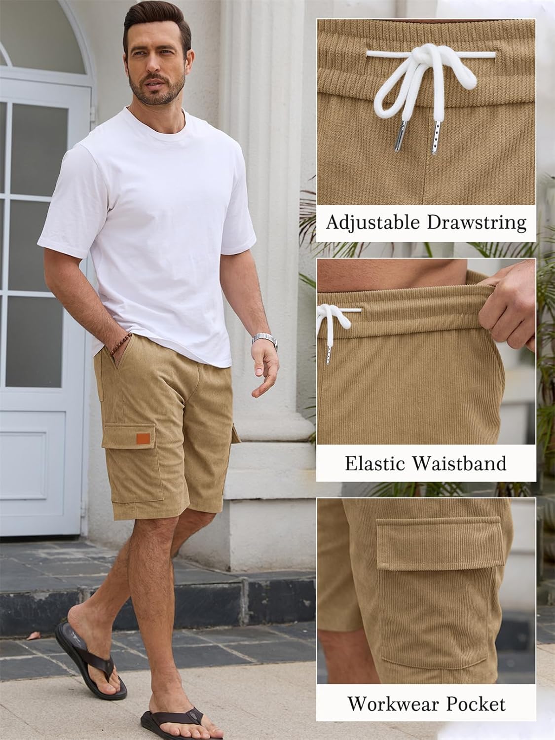 Thumbnail 4 de EDOTON Men's Summer Cargo Shorts with 4 Pockets and Drawstring – Casual & Practical