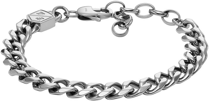 Thumbnail 5 de Bracelet pour homme Fossil en acier inoxydable argenté avec fermoir en forme de homard