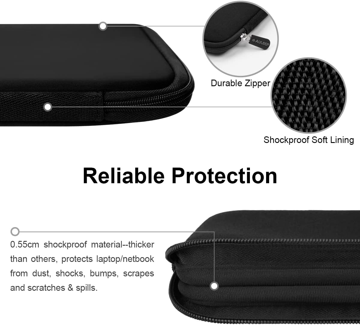 Detalle de AULEEP 13–14 Inch Neoprene Laptop Sleeve: Lightweight, Water-Resistant Protection