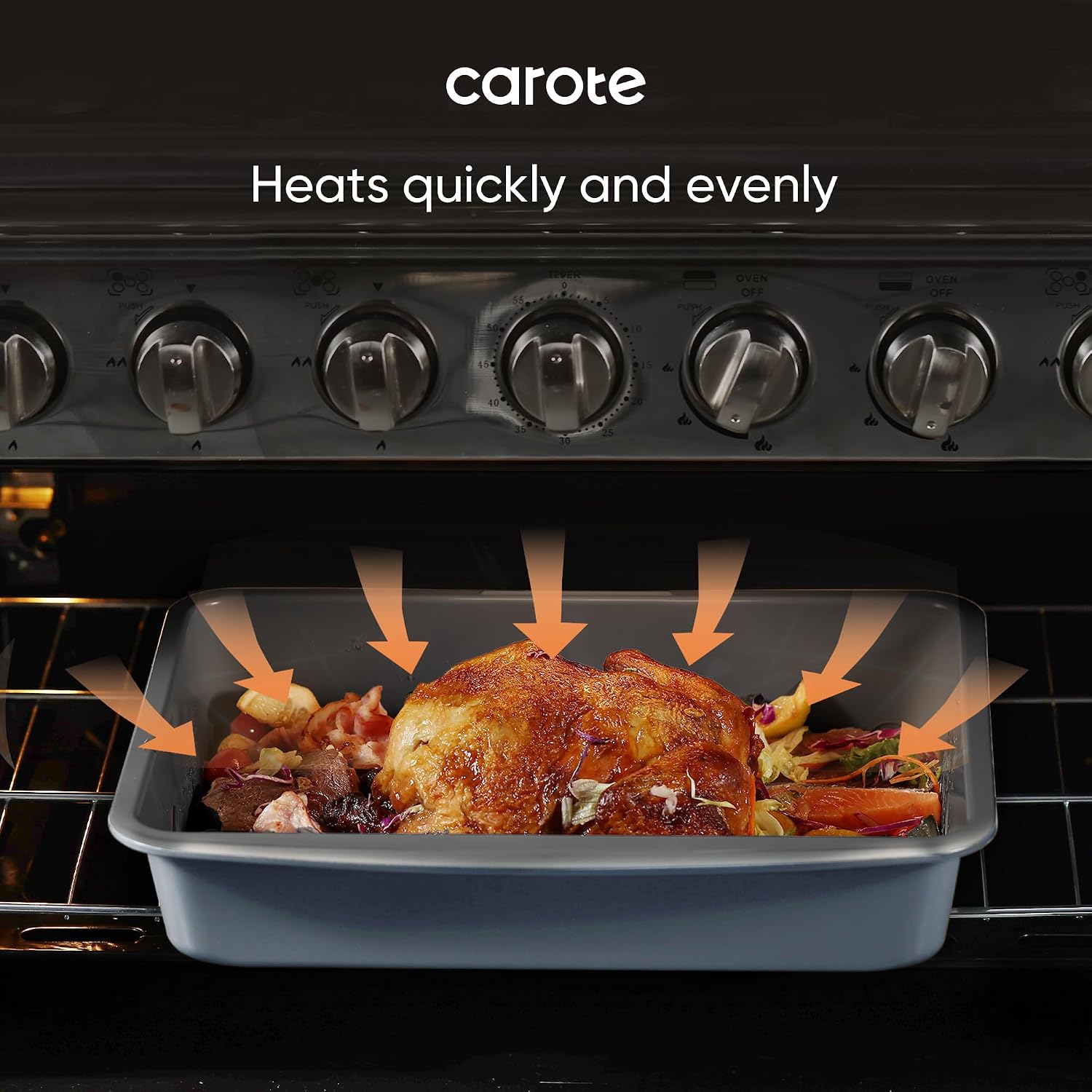 Detalle de CAROTE 7-Piece Nonstick Stackable Baking Pans Set (Gray & Blue) for Cookies, Muffins, Bread, Cake & More