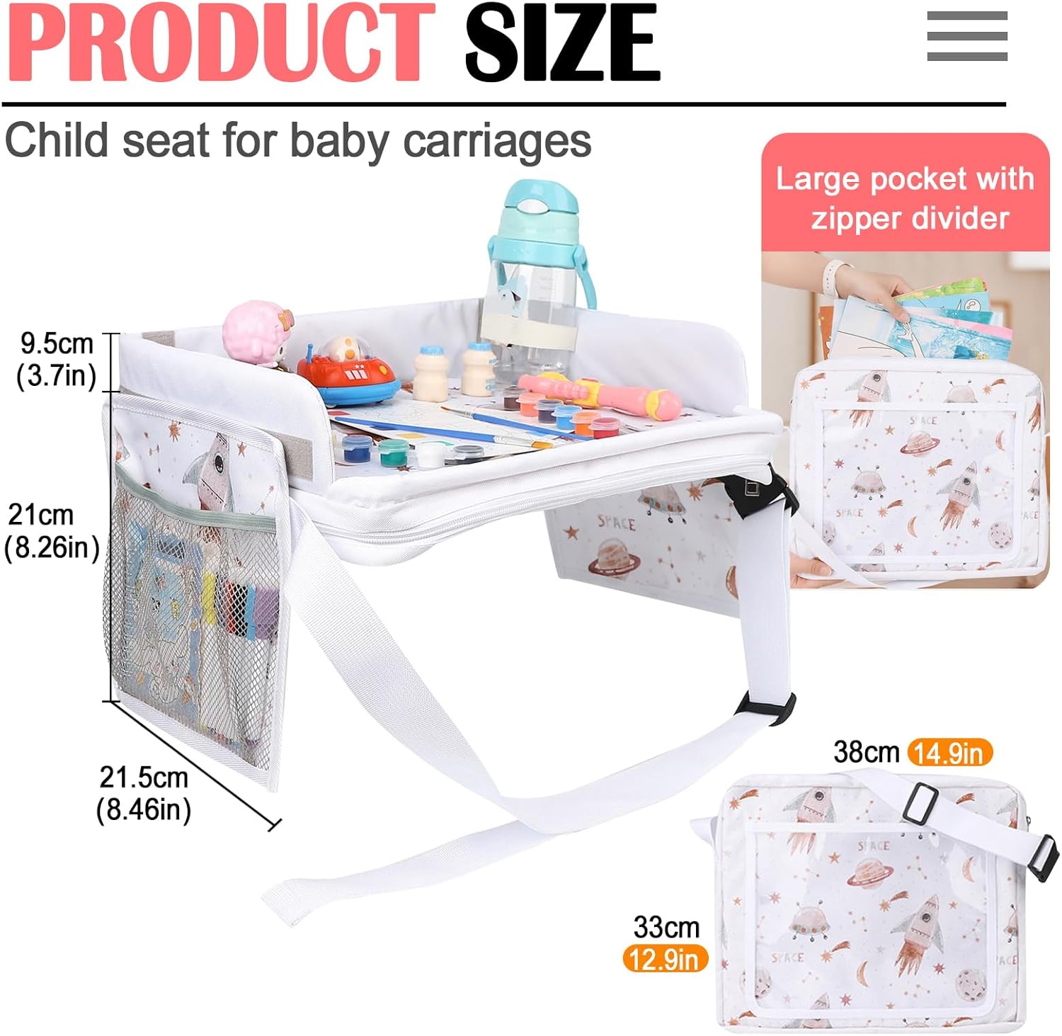 Thumbnail 2 de YZNlife Kids Car Table travel tray for airplane and road trips (lap desk essential)