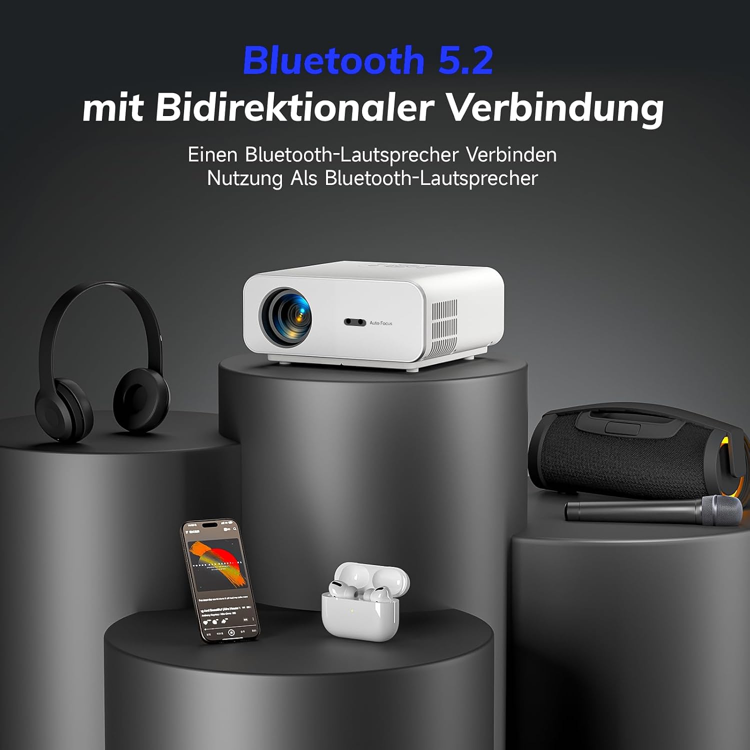 Thumbnail 6 de Beamer 4K mit offizieller App – Autofokus, 6D Trapezkorrektur und 1300 ANSI Lumen für Heimkino