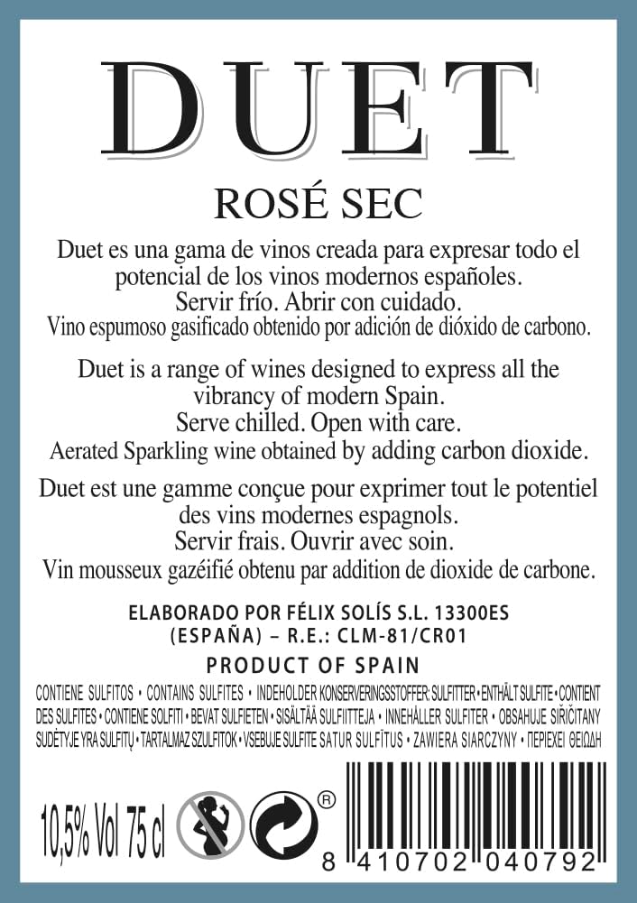 Detalle 1 de DUET Vino Espumoso Rosado Semi Seco - 6 botellas 🍾