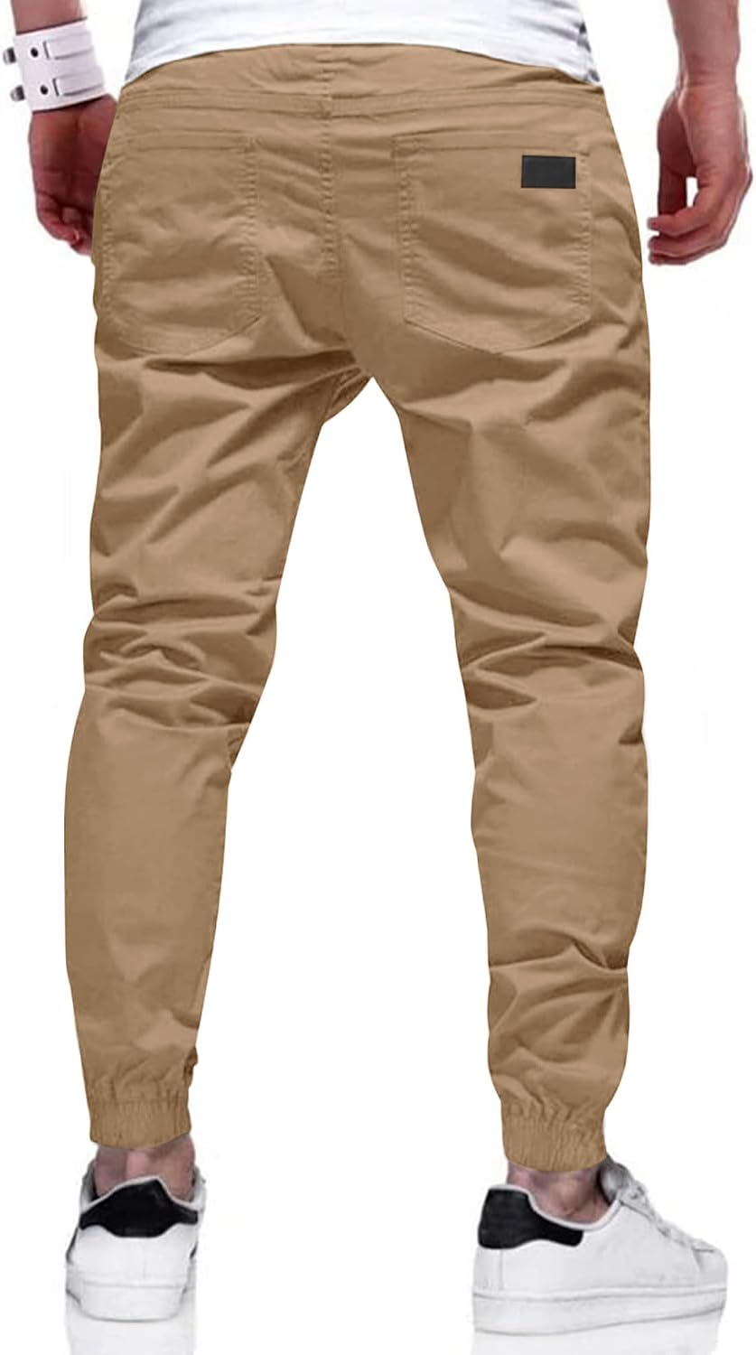 Detalle 2 de PLEPAN Mens Casual Cargo Joggers (Cotton Drawstring Chino Pants) for Hiking, Outdoor Twill Track & Sweatpants
