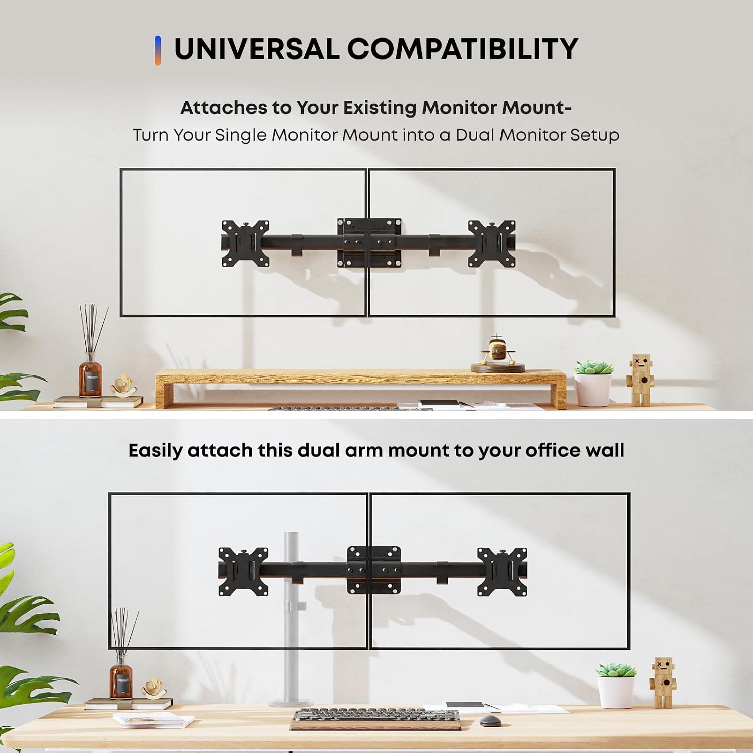 Thumbnail 1 de Dual Monitorhalterung Adapter für 13–27 Zoll Monitore (VESA 75x75/100x100) bis 10 kg pro Arm