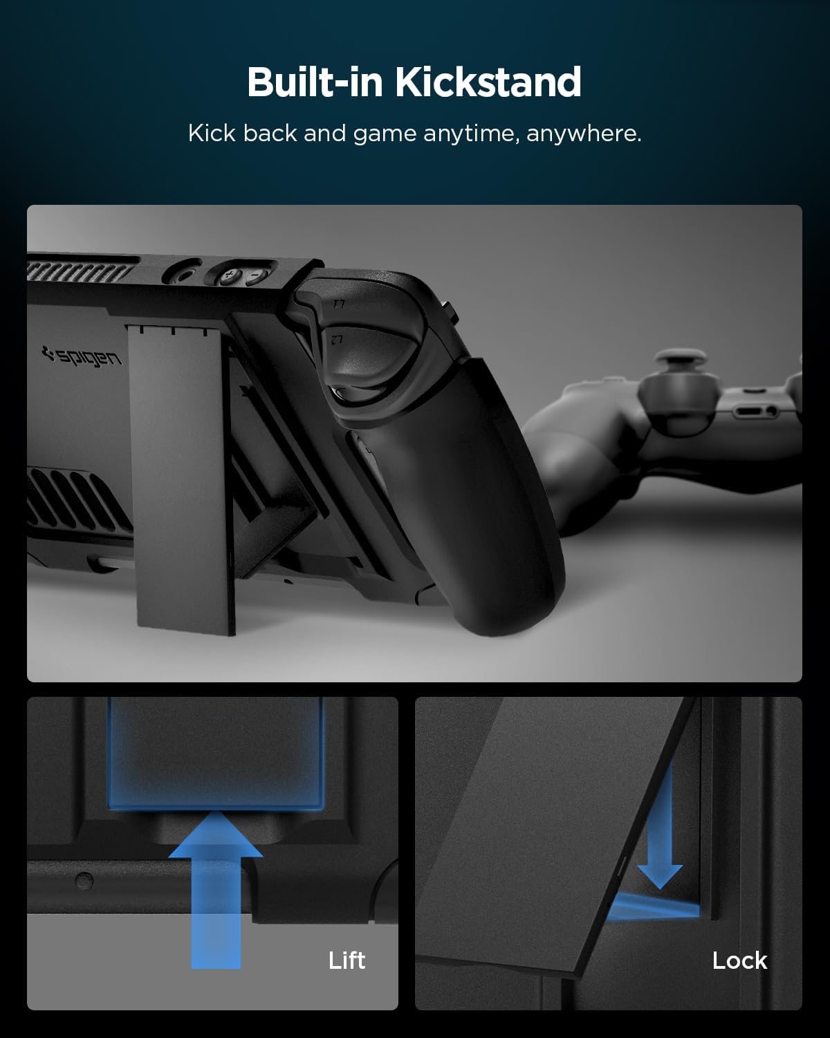 Thumbnail 3 de Spigen Thin Fit Pro : coque de protection avec béquille pour Steam Deck LCD (2022) et Steam Deck OLED (2023) — noir