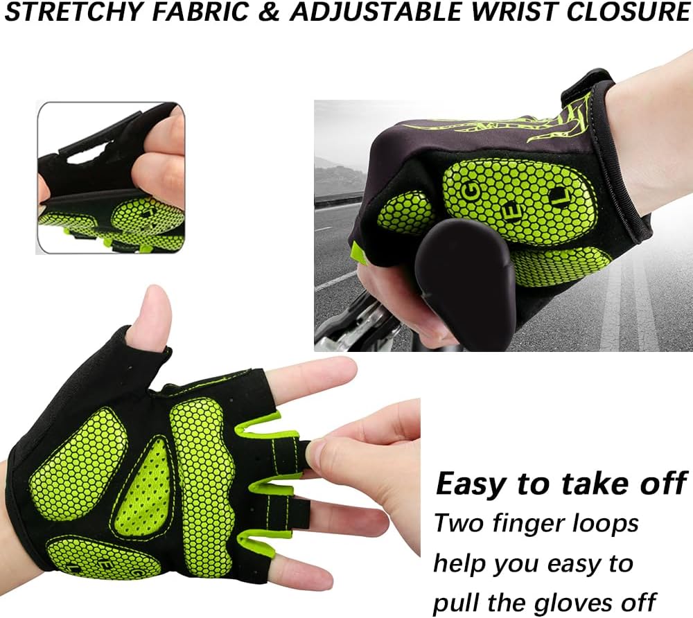 Thumbnail 3 de BIKINGMOREOK Fahrradhandschuhe Halbfinger – atmungsaktiv, rutschfest und stoßdämpfend mit 5 mm Gel